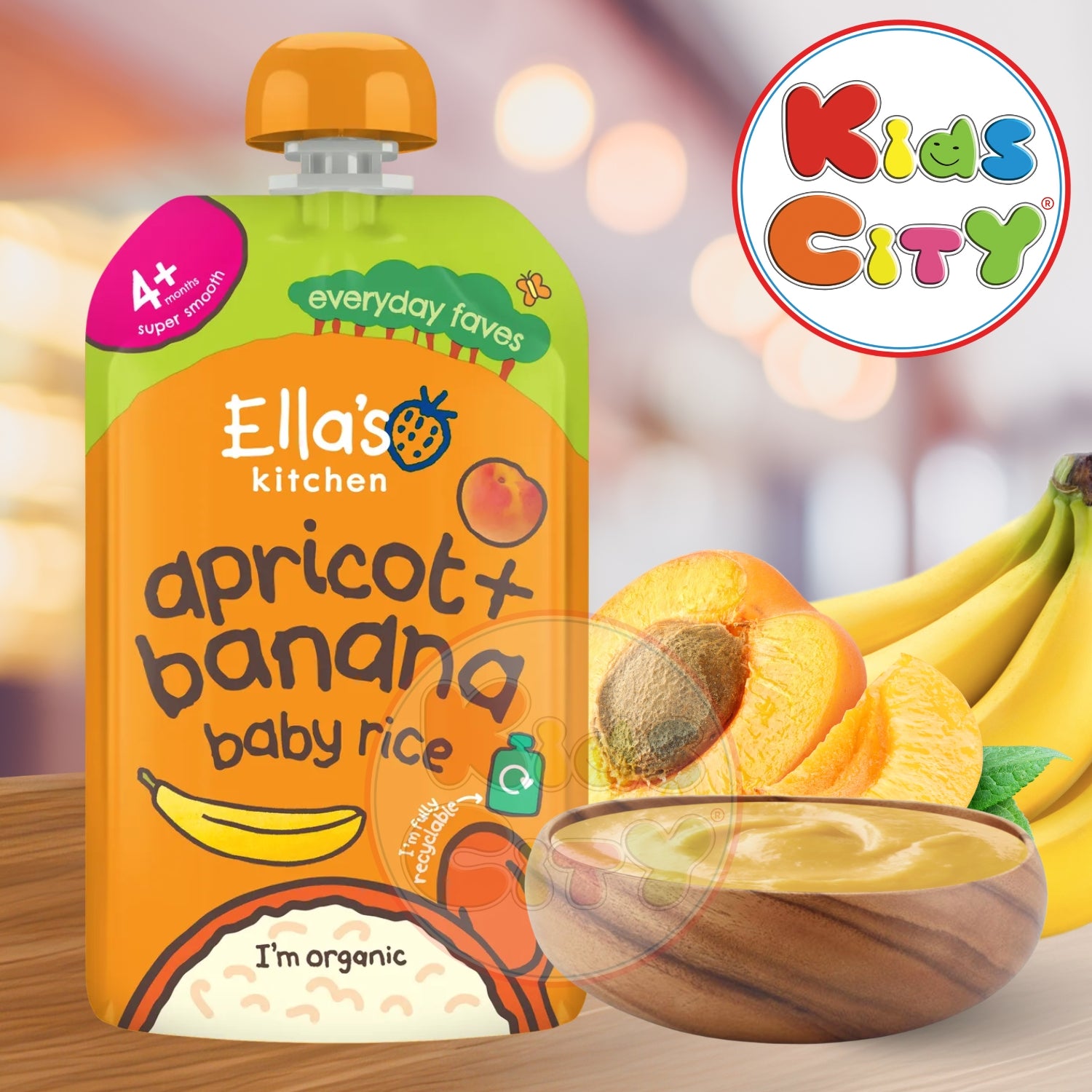 Ellas Kitchen Baby Food Pouch, Apricot Banana + Baby Rice - 120g