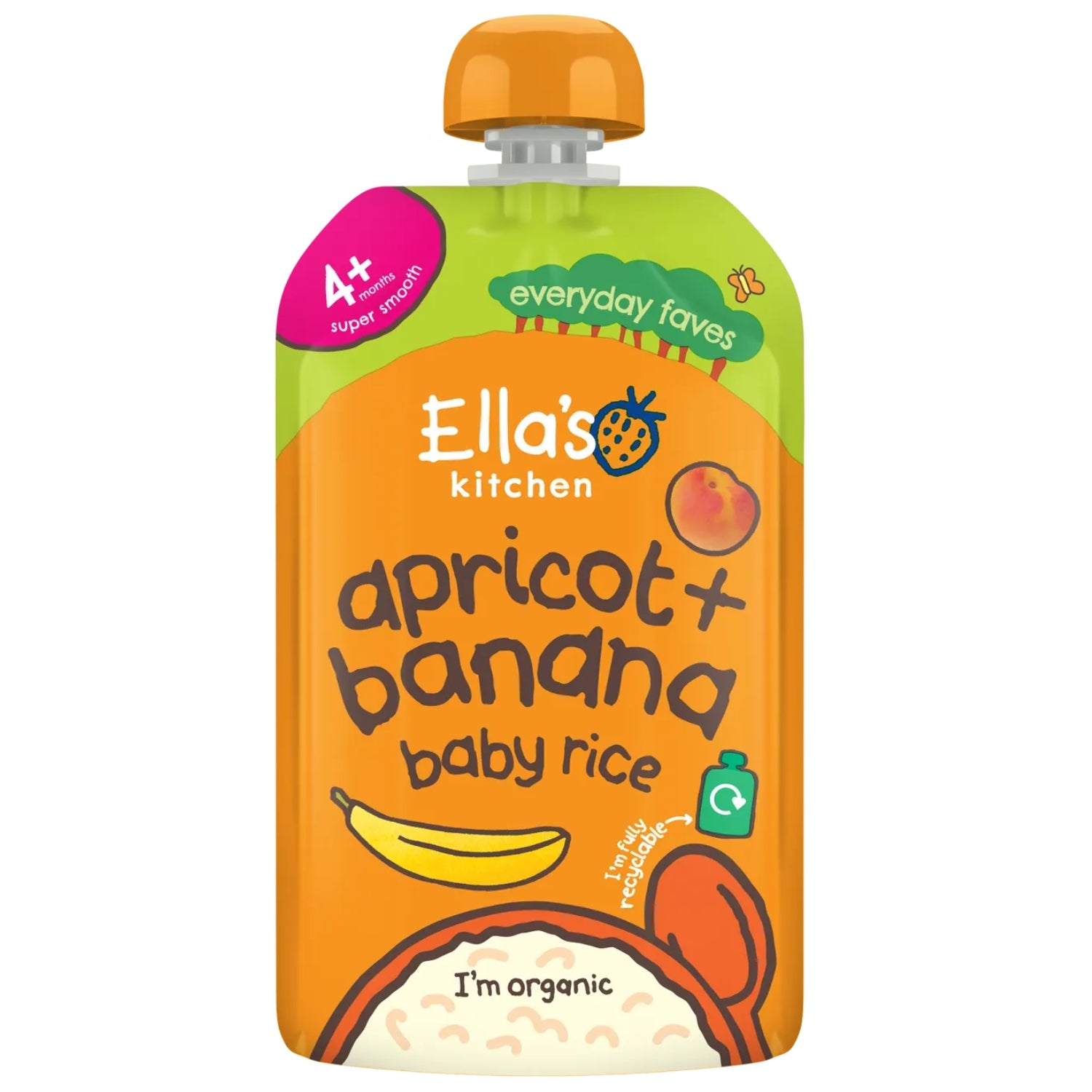 Ellas Kitchen Baby Food Pouch, Apricot Banana + Baby Rice - 120g