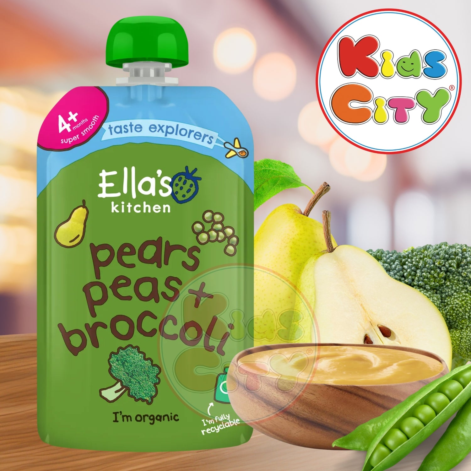 Ellas Kitchen Baby Food Pouch, Pears, Peas + Broccoli - 120g