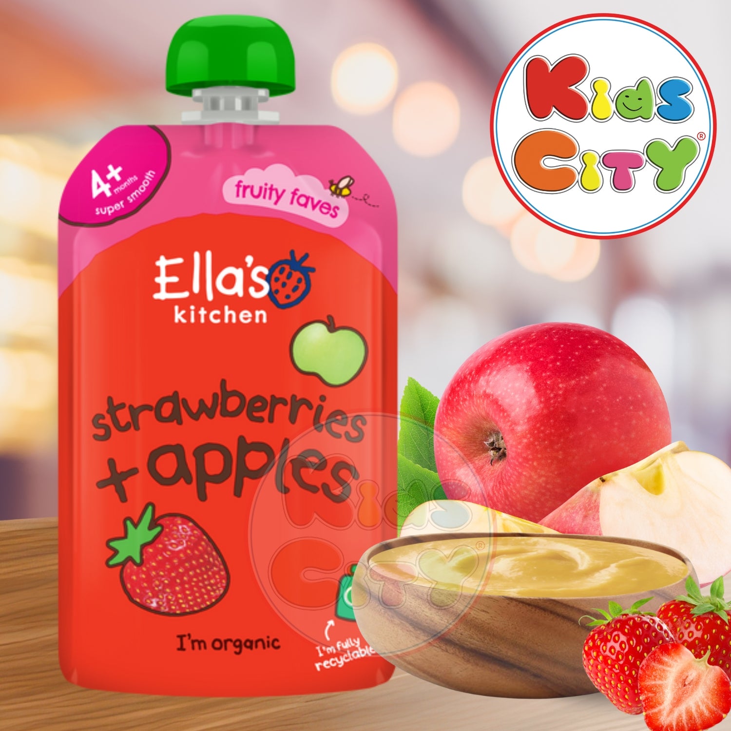 Ellas Kitchen Baby Food Pouch, Strawberries + Apples - 120g