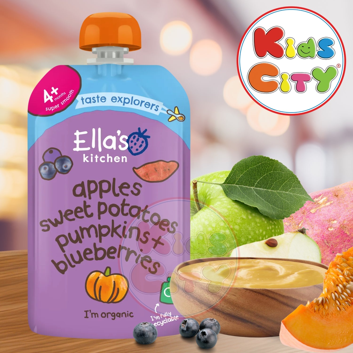 Ellas Kitchen Baby Food Pouch, Sweet Potatoes Pumpkins Apples + Blueberries - 120g