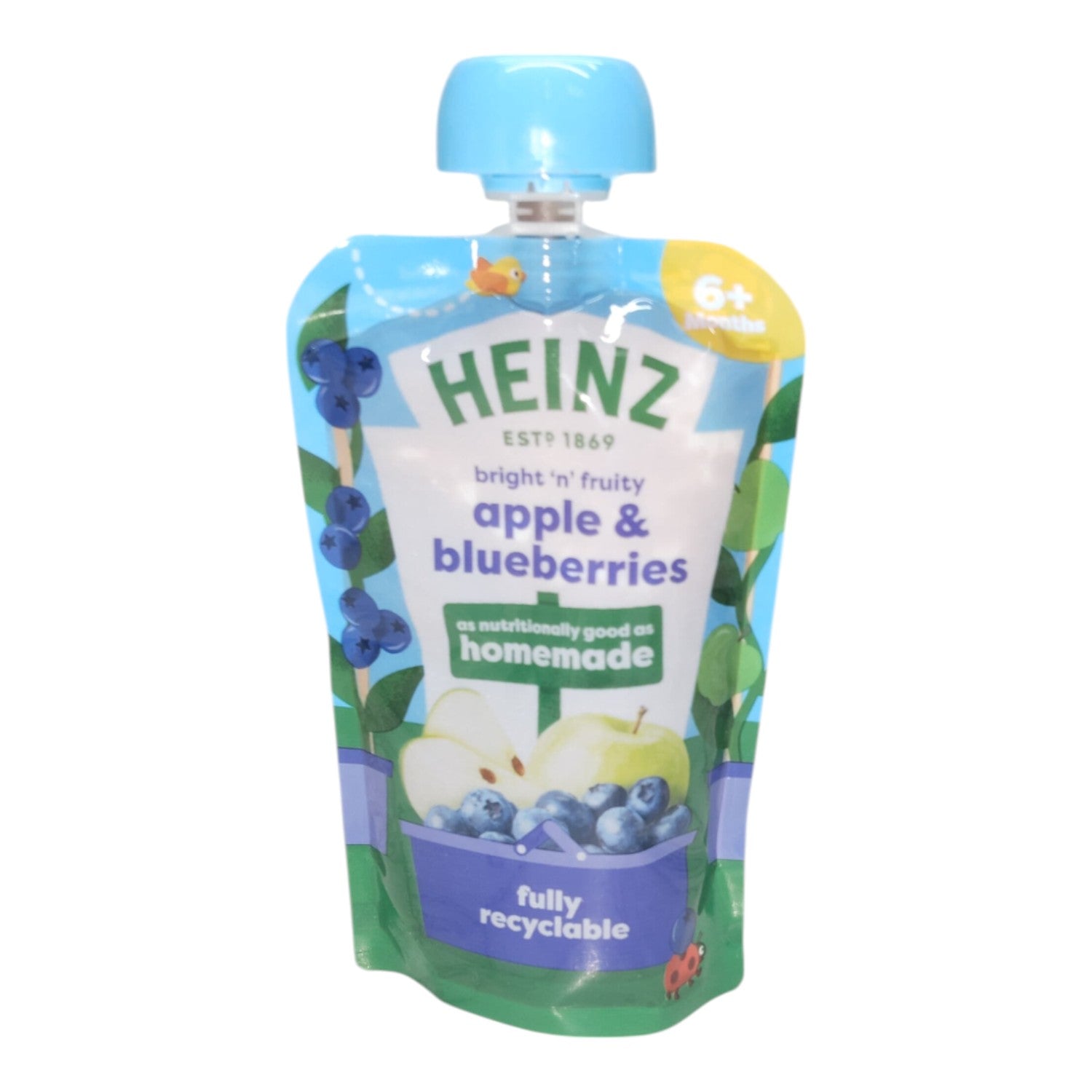 Heinz Baby Food Pouch, Apple & Blueberries - 100g
