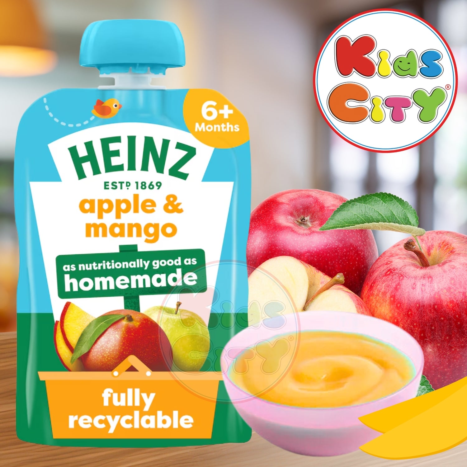 Heinz Baby Food Pouch, Apple & Mango Puree - 100g