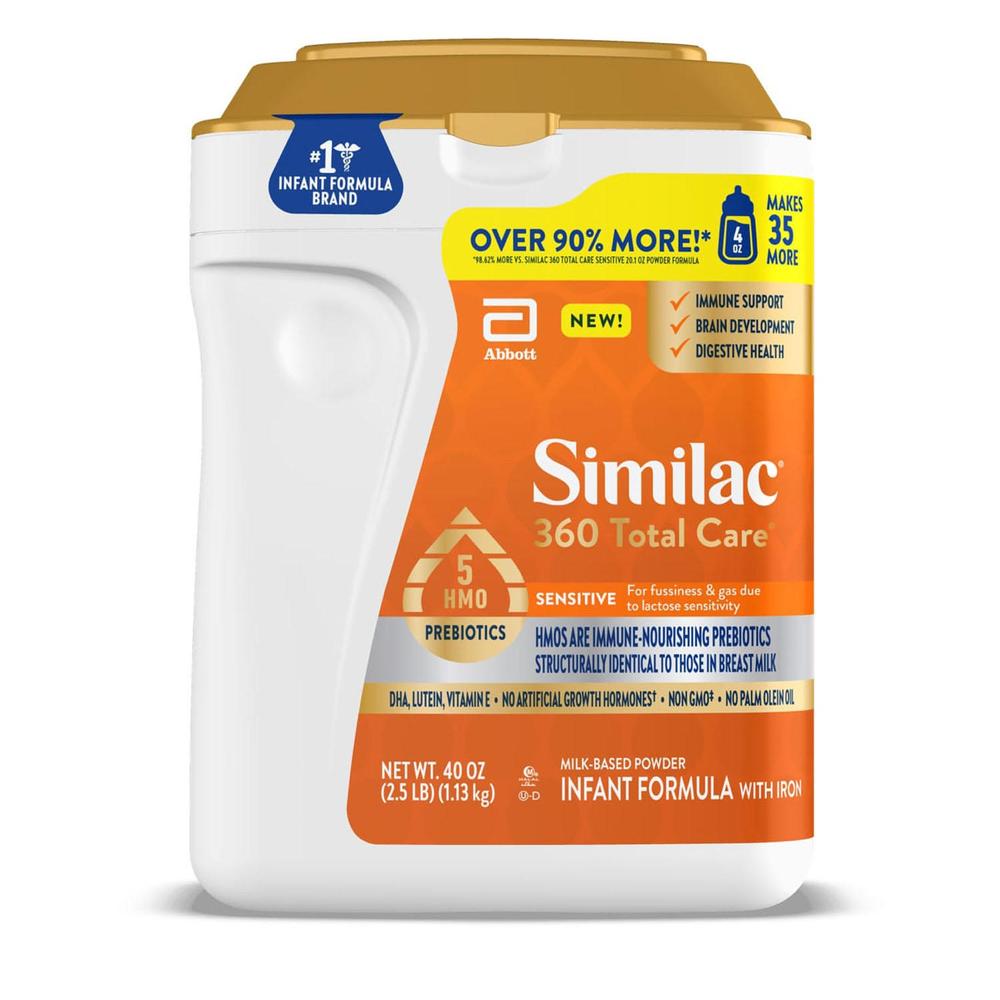 Similac 360 Total Care Milk Based Powder Infant Formula, Sensitive - 1.13kg (40oz)