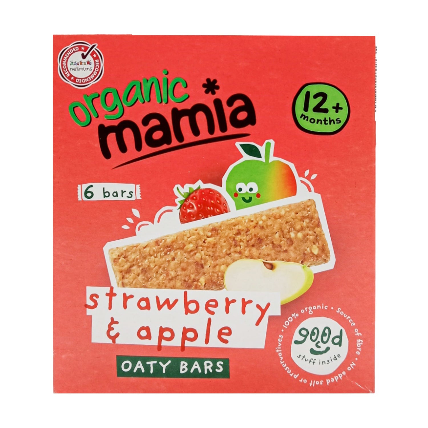 Organic Mamia Oaty Bars, Strawberry & Apple (12m+) - 150g (6x25g)