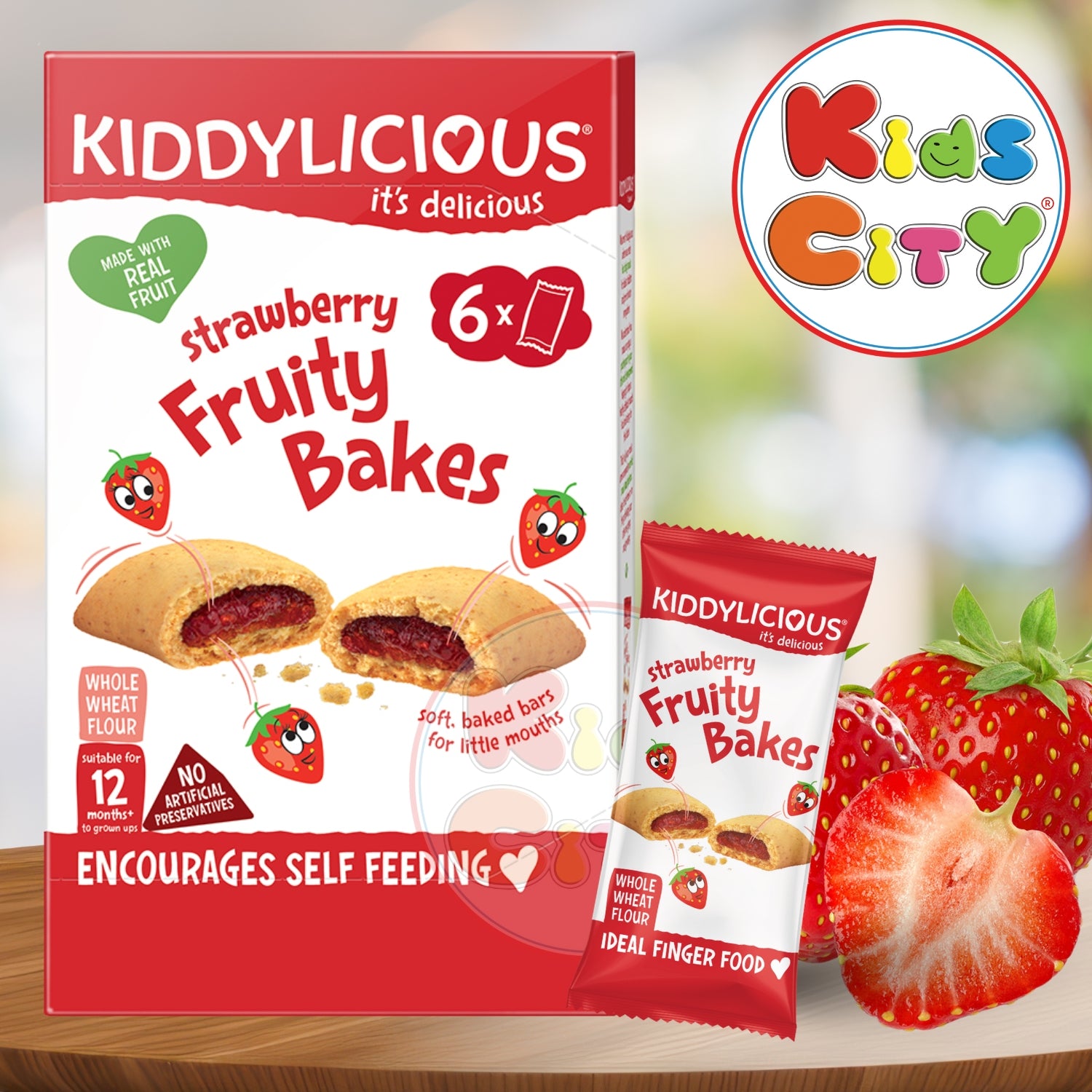 Kiddylicious Fruity Bakes, Strawberry (12m+) - 132g (6x22g)