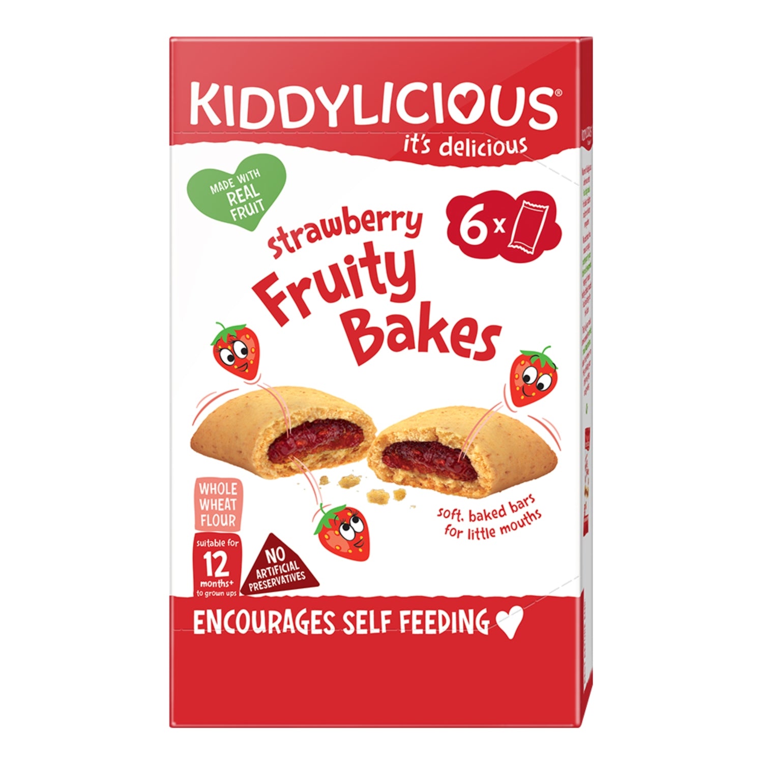 Kiddylicious Fruity Bakes, Strawberry (12m+) - 132g (6x22g)