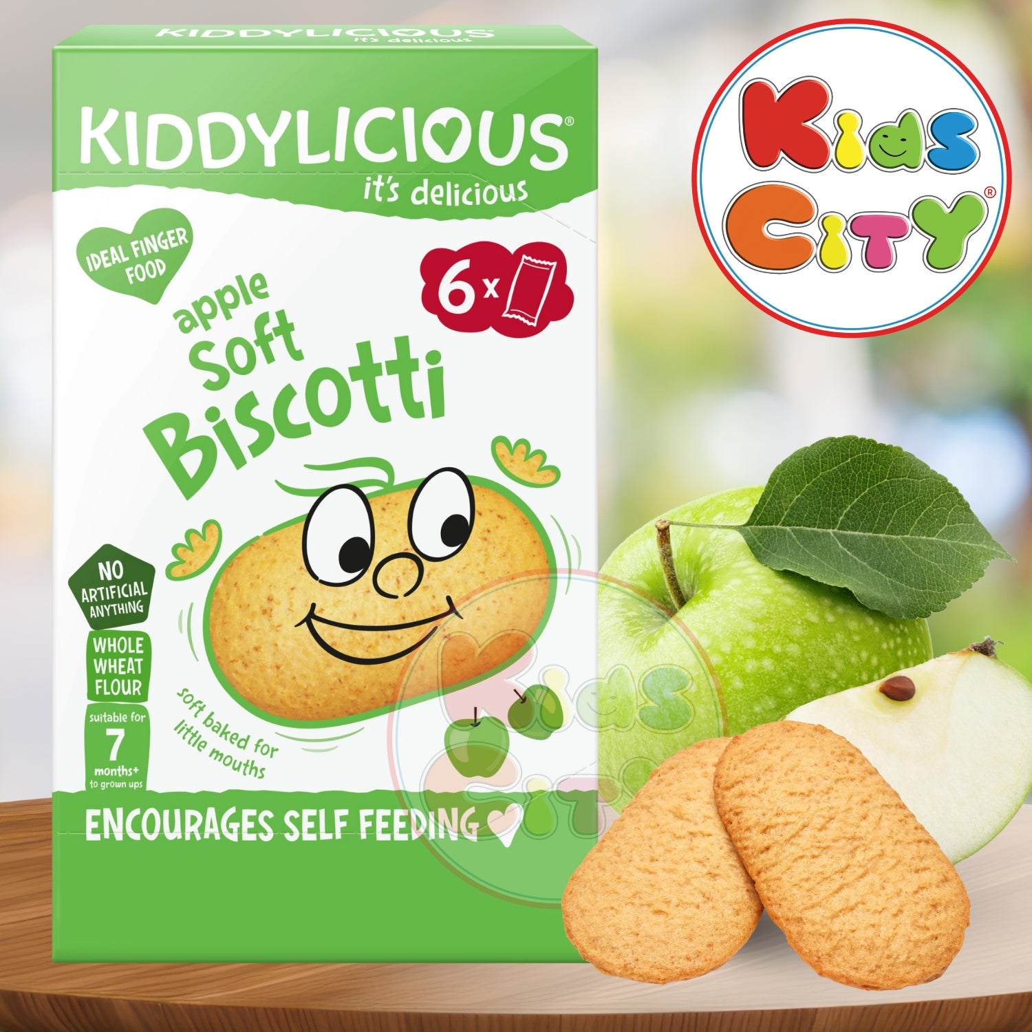 Kiddylicious Soft Biscotti, Apple (7m+) - 120g (6x20g)