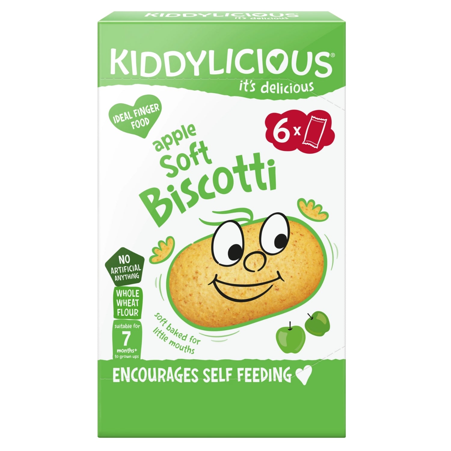 Kiddylicious Soft Biscotti, Apple (7m+) - 120g (6x20g)
