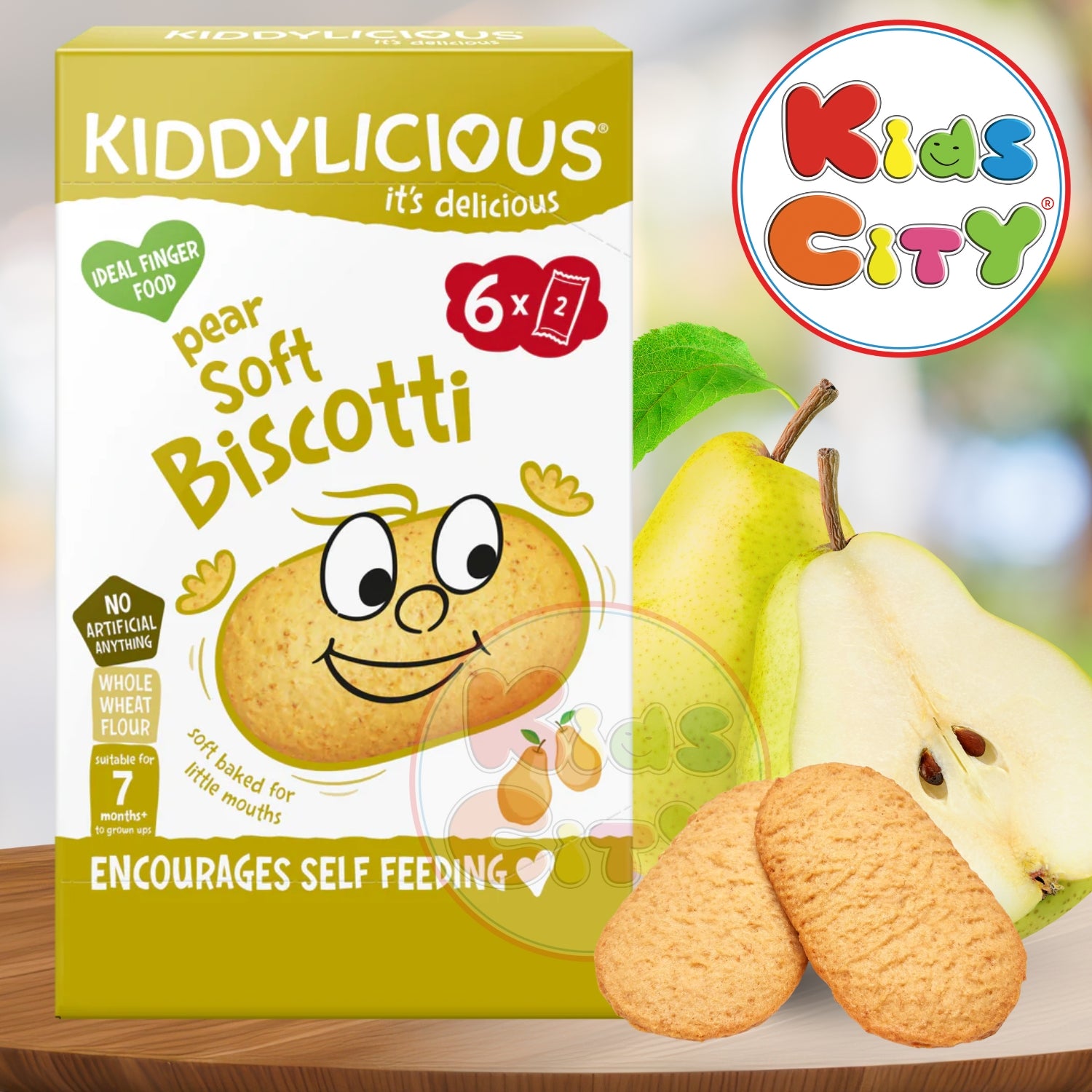 Kiddylicious Soft Biscotti, Pear (7m+) - 120g (6x20g)