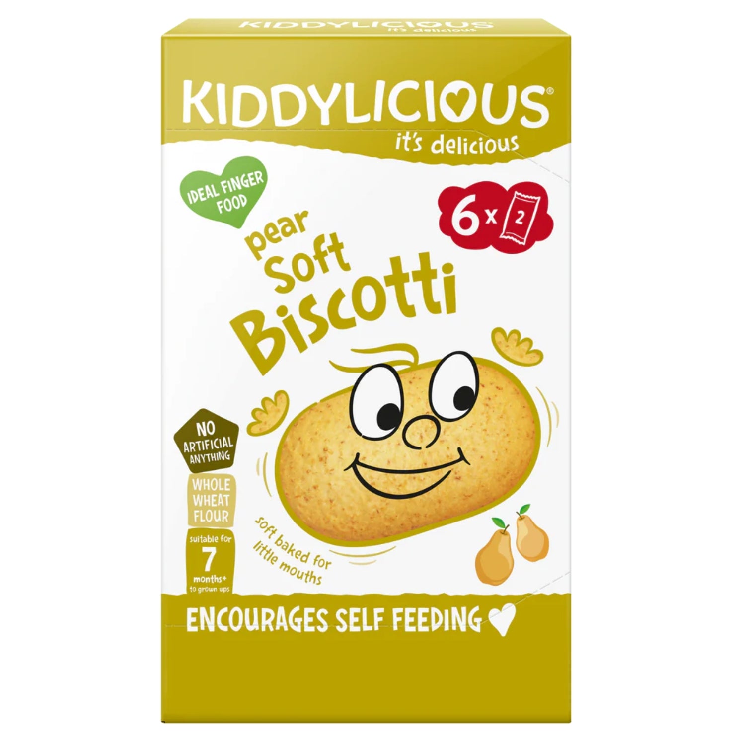 Kiddylicious Soft Biscotti, Pear (7m+) - 120g (6x20g)