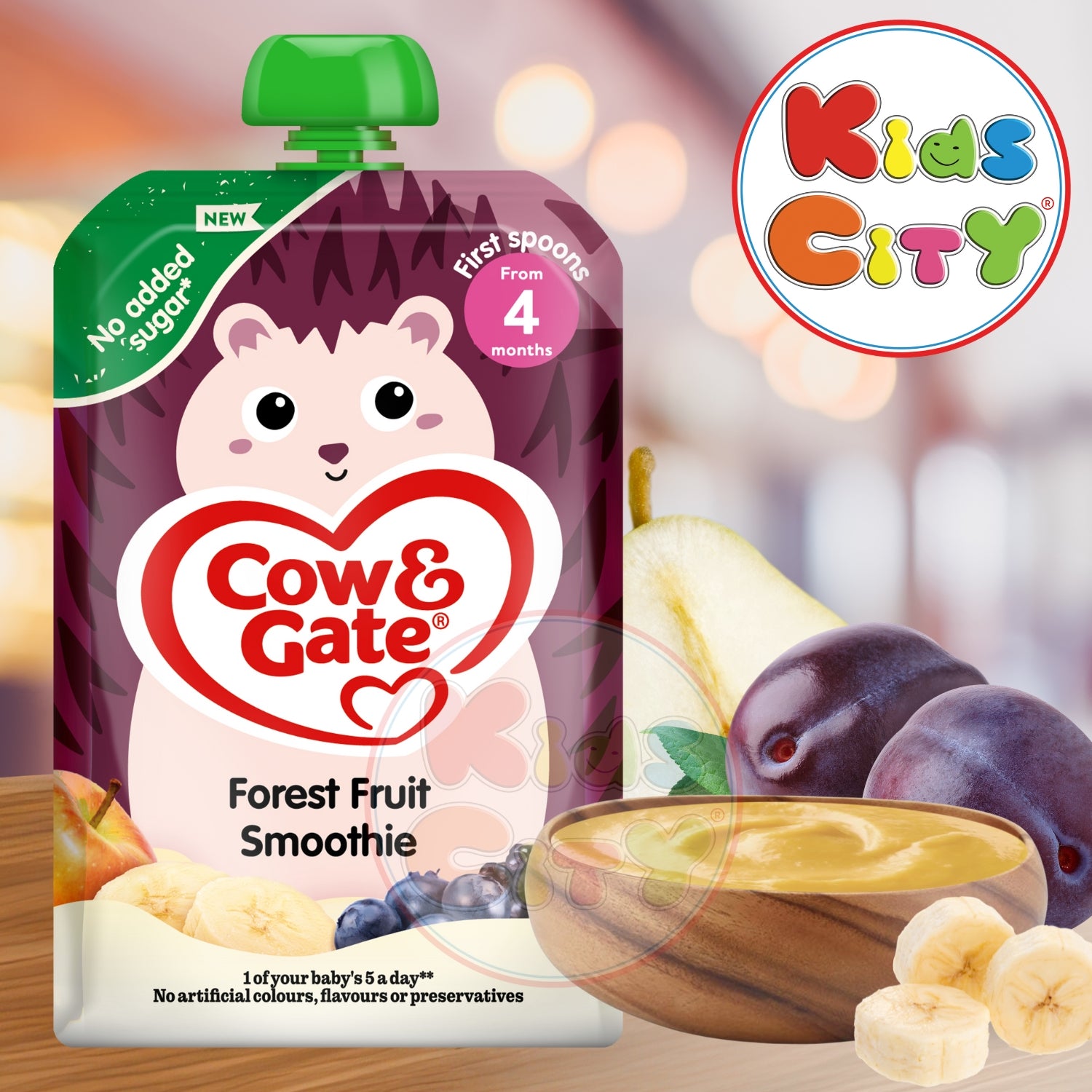 Cow Gate Baby Food Pouch, Forest fruit Smoothie (4m+) 100g