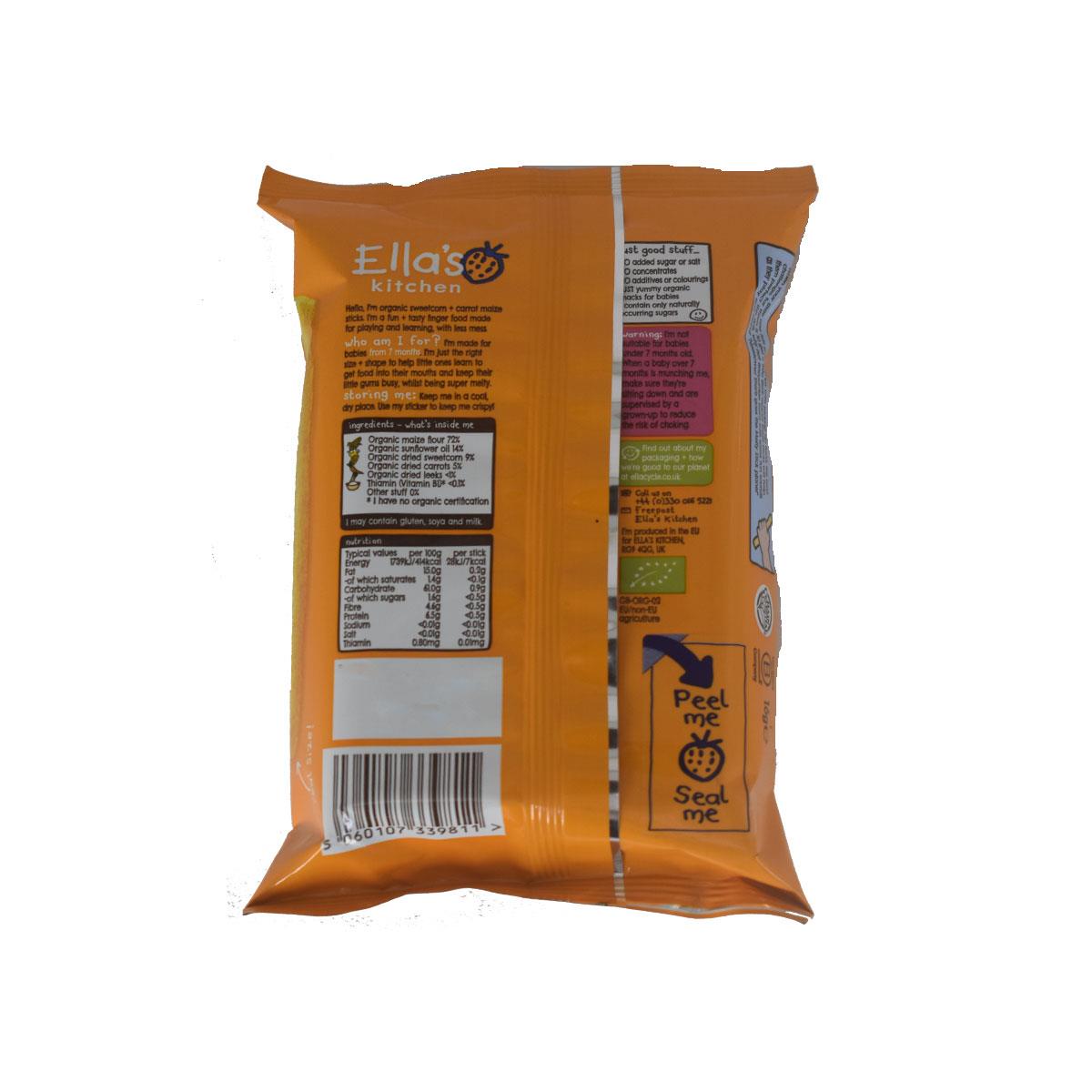 Ellas Kitchen Melty Sticks, Sweetcorn + Carrot - 16g