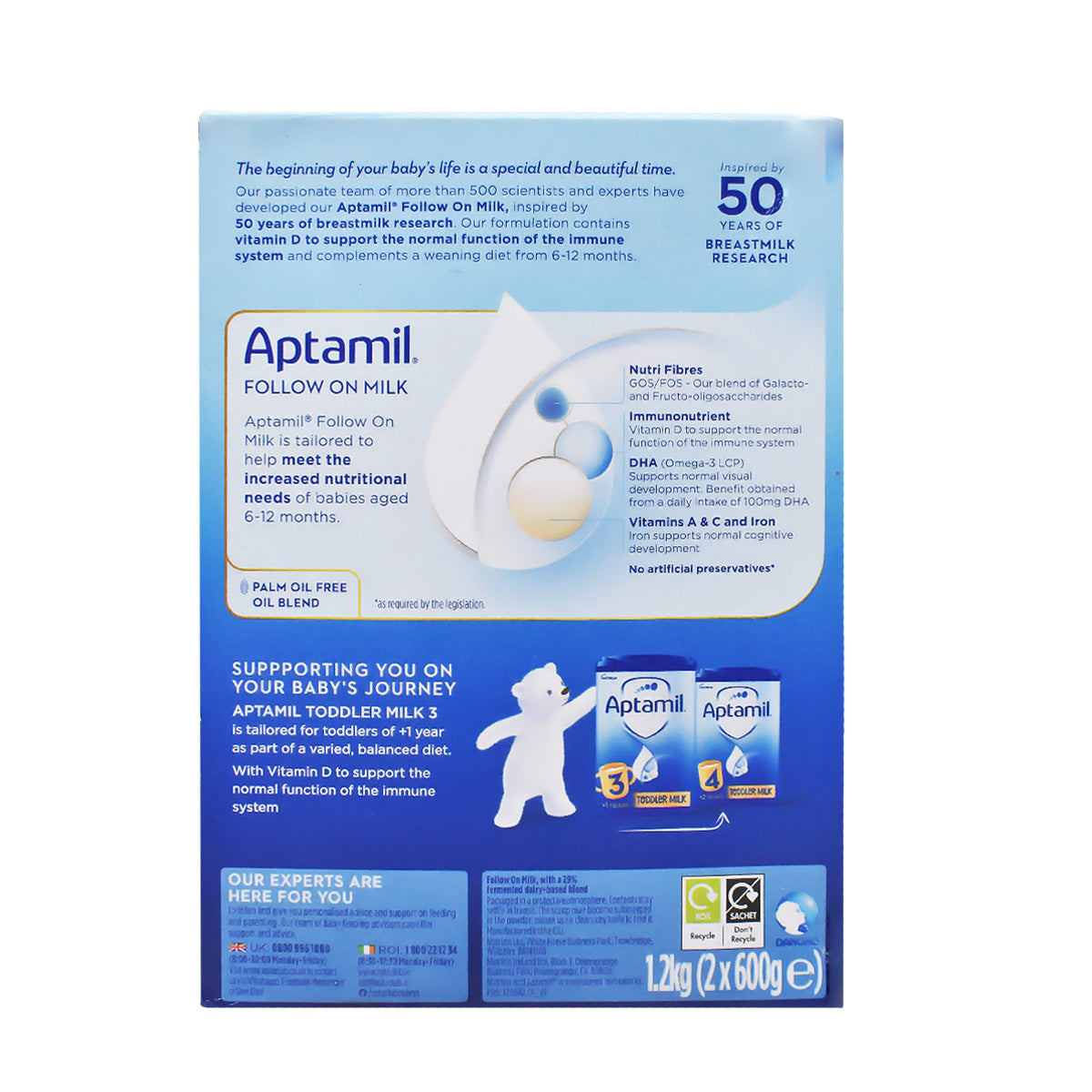 Aptamil 2 Follow on Milk Refill Big Pack - 1200g (2x600g)