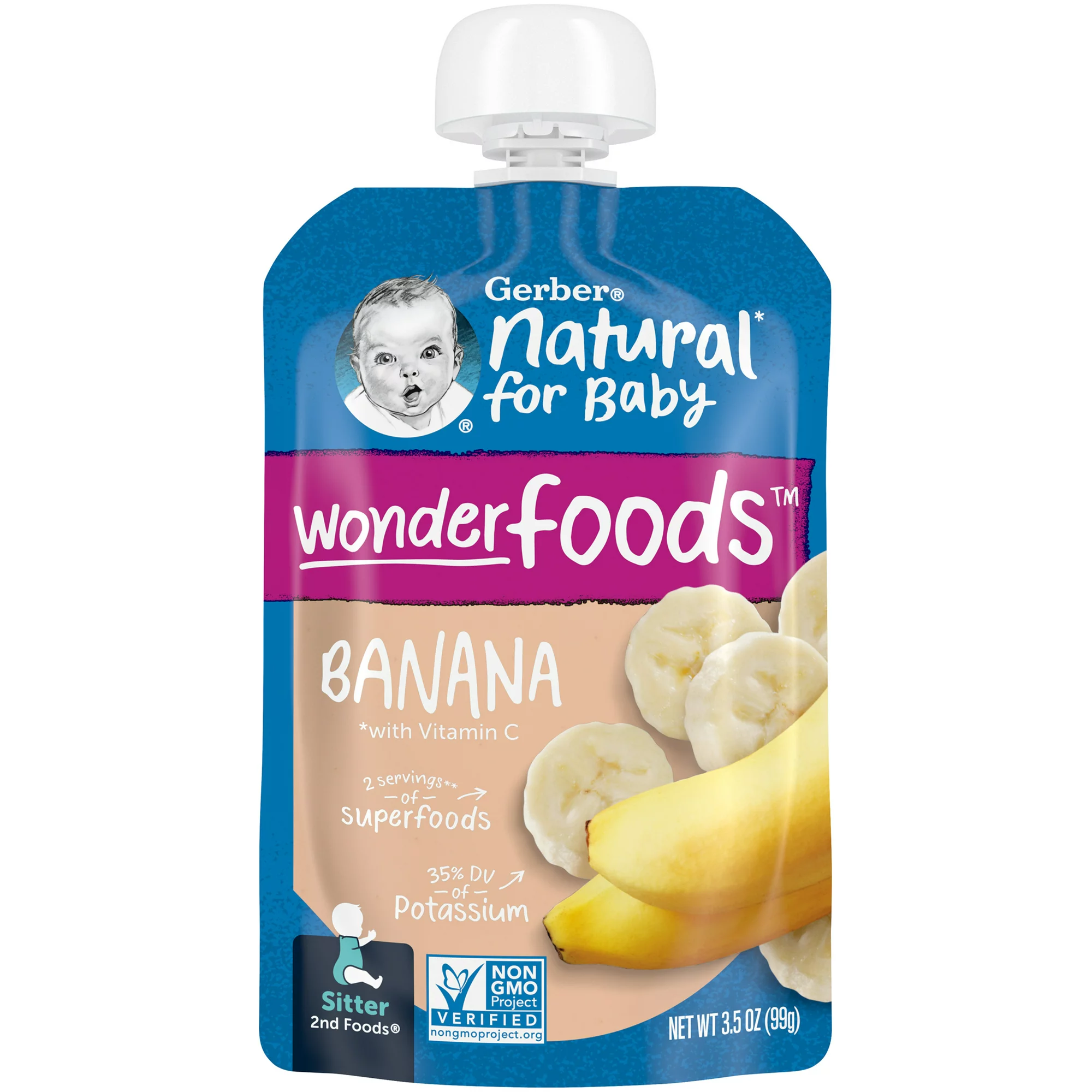Gerber Natural For Baby 2nd Foods for Sitter, Banana - 99g
