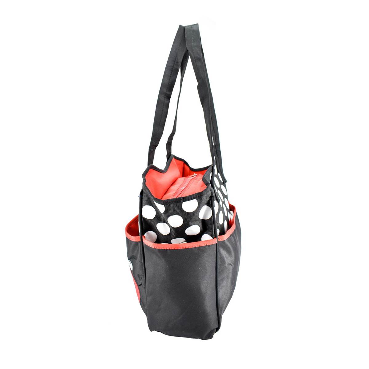 Mother Bag with Diaper Changing Mat - Black/Red & White Dot