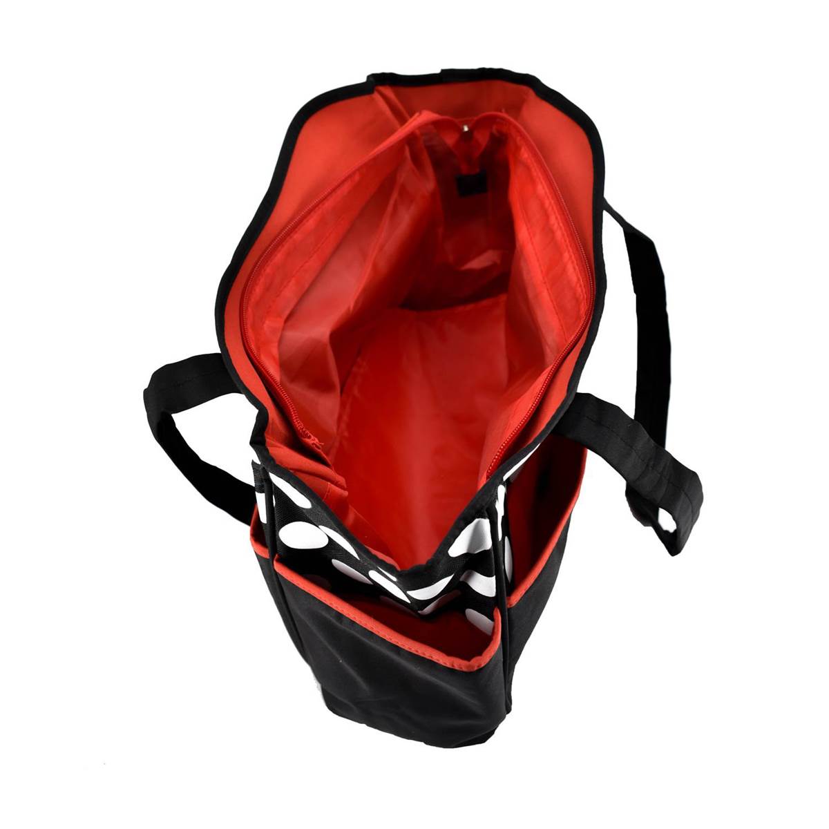 Mother Bag with Diaper Changing Mat - Black/Red & White Dot