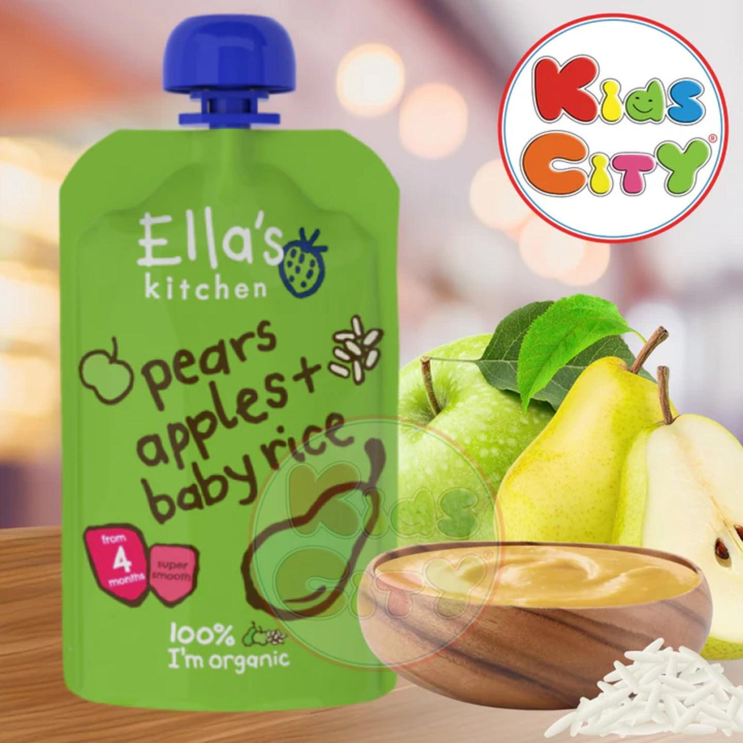 Ellas Kitchen Baby Puree, Pear + Apple Baby Rice - 120g