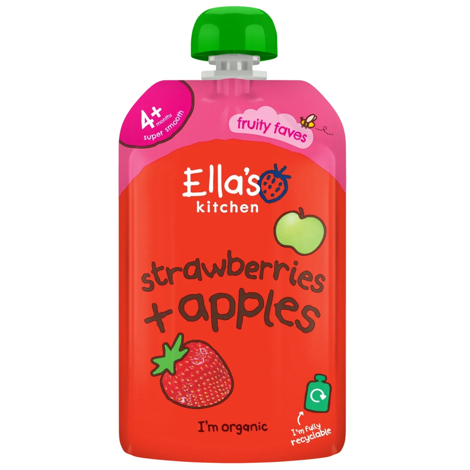Ellas Kitchen Baby Food Pouch, Strawberries + Apples - 120g