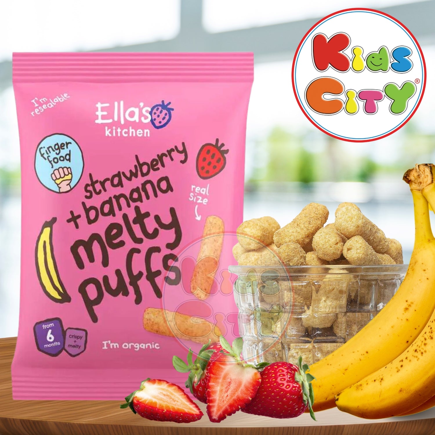 Ellas Kitchen Melty Puffs, Strawberry + Banana - 20g