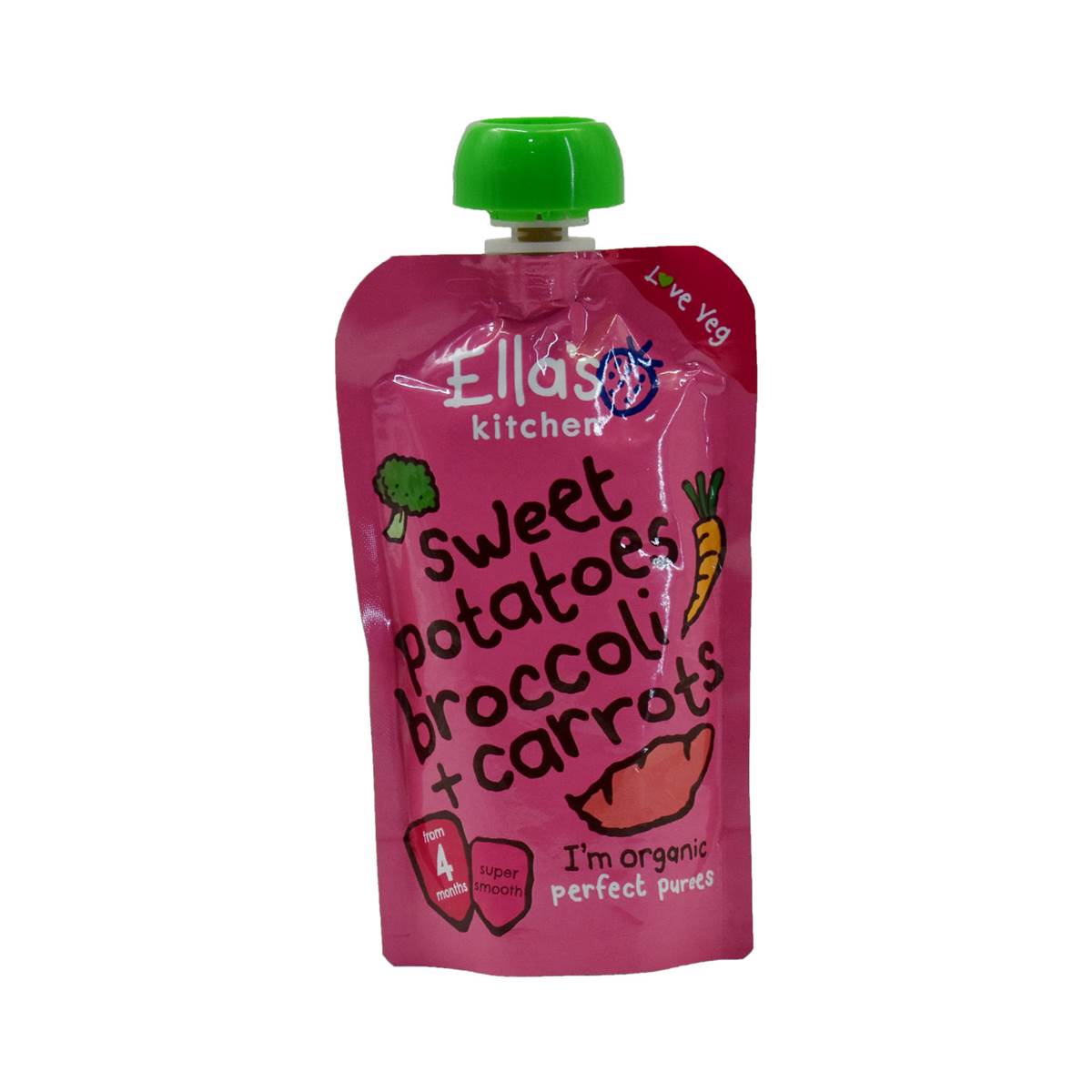 Ellas Kitchen Baby Puree, Sweet Potatoes + Brocolli + Carrots - 120g