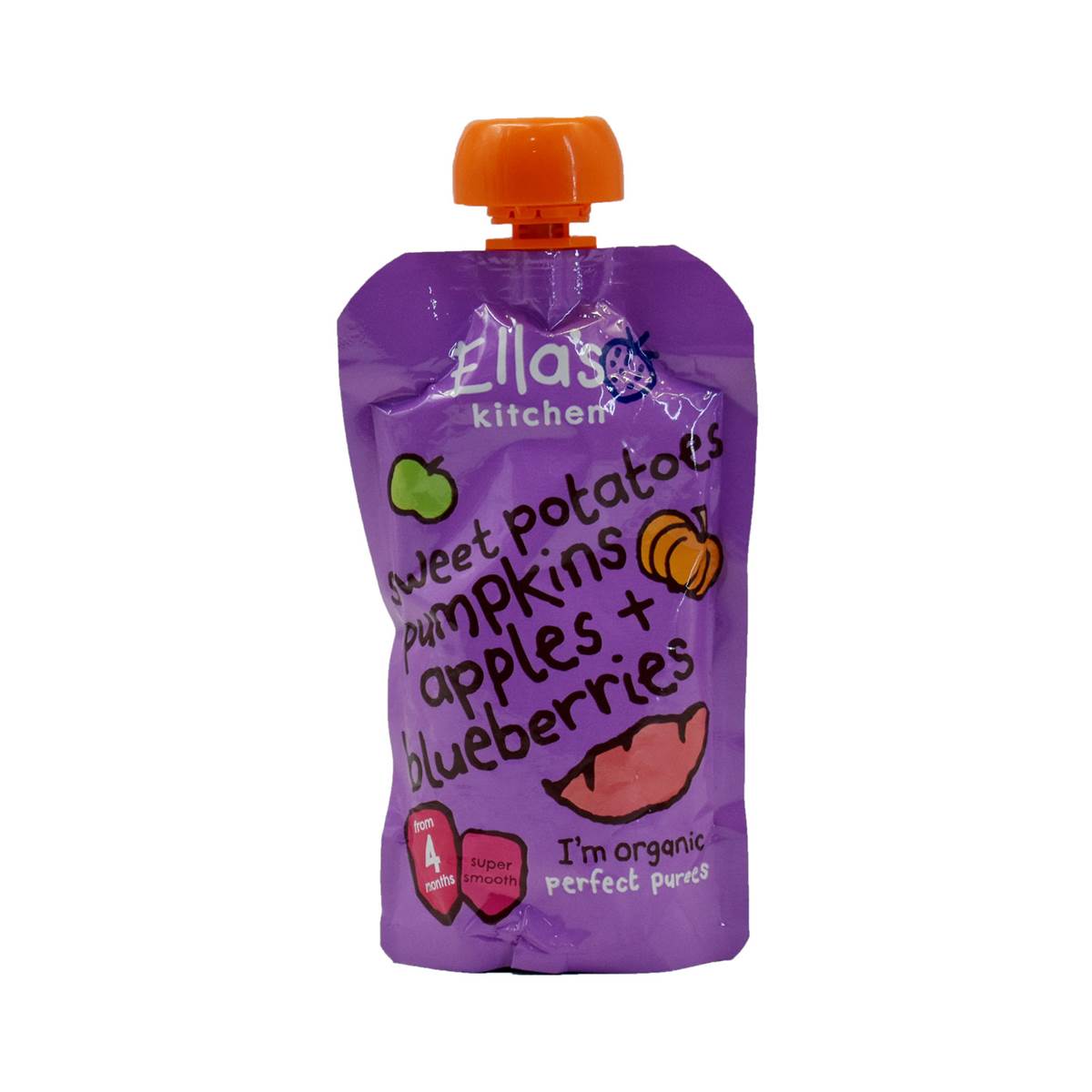 Ellas Kitchen Baby Puree, Sweet Potatoes Pumpkins Apples + Blueberries - 120g