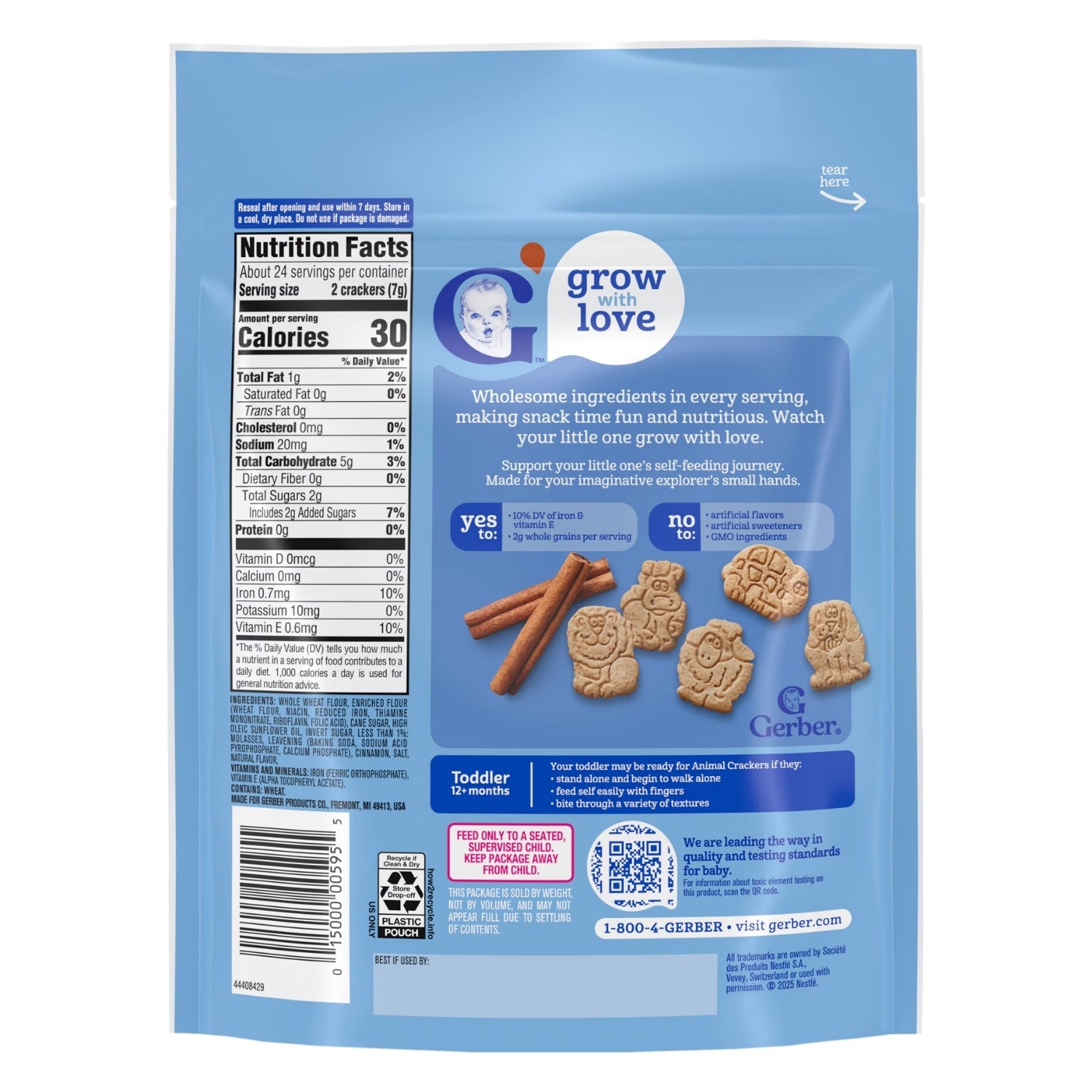 Gerber Snacks for Baby, Animal Crackers for Toddler - Cinnamon Graham