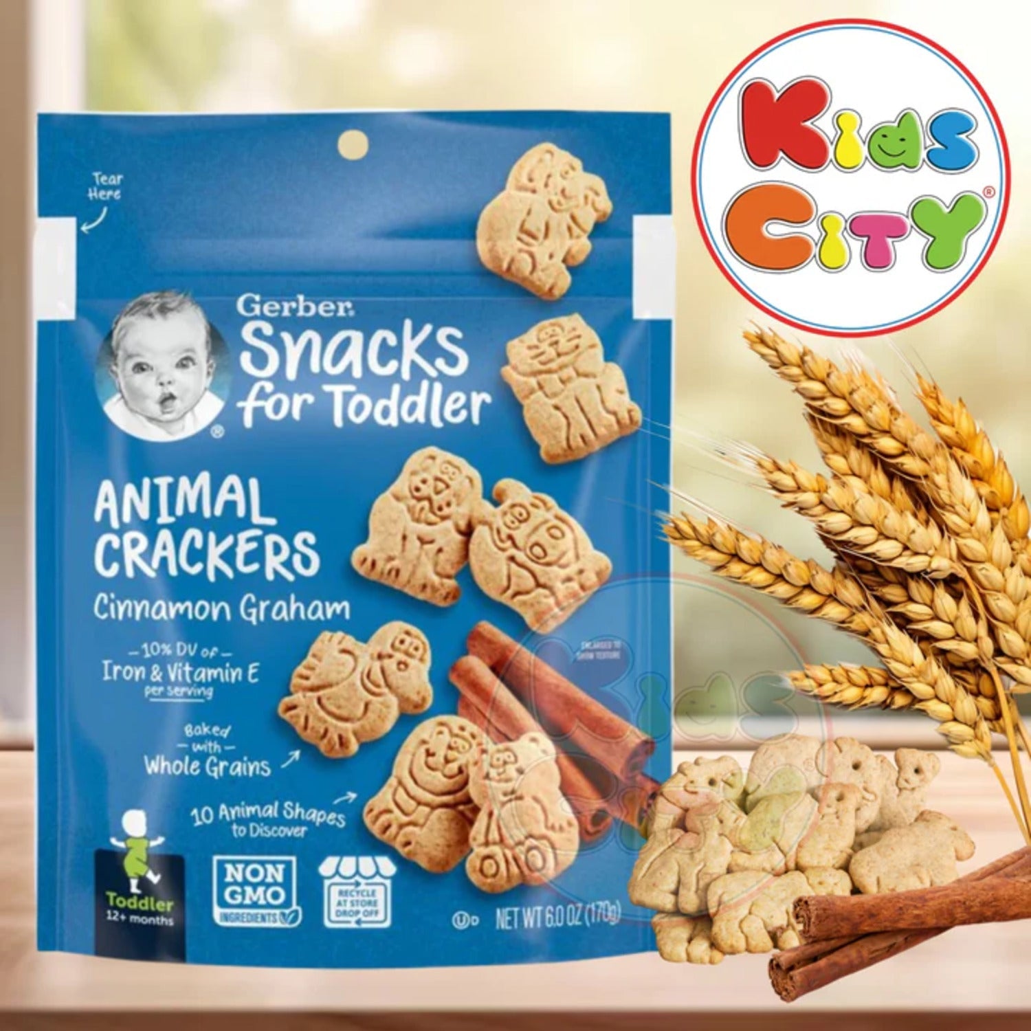 Gerber Snacks for Baby, Animal Crackers for Toddler - Cinnamon Graham