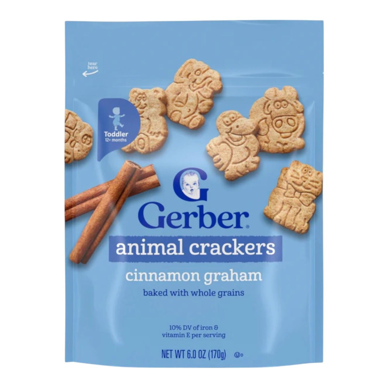 Gerber Snacks for Baby, Animal Crackers, Cinnamon Graham