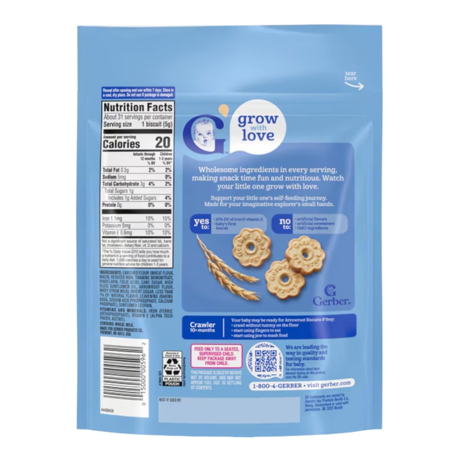 Gerber Snacks for Baby, Arrowroot Biscuits (5.5oz)