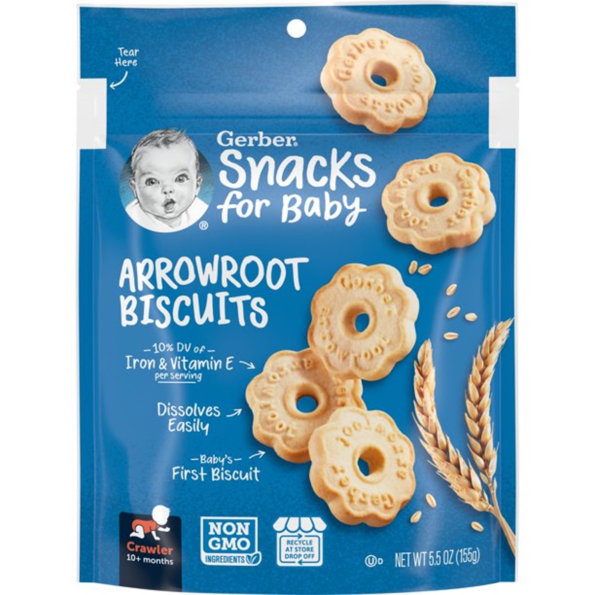 Gerber Snacks for Baby, Arrowroot Biscuits for Crawler (5.5oz)