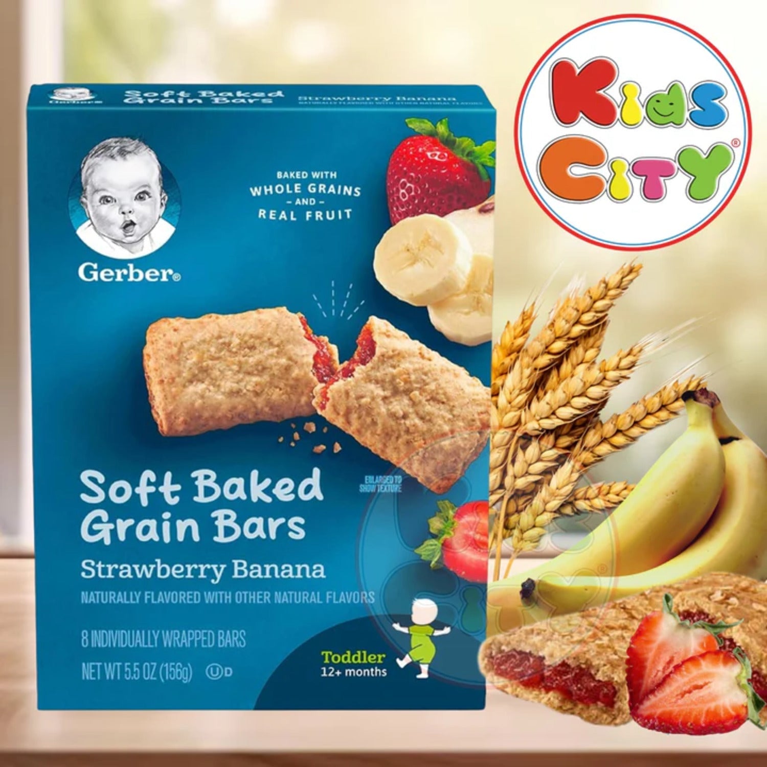 Gerber Soft Baked Grained Bars (5.5oz) Strawberry Banana (Pack of 1)