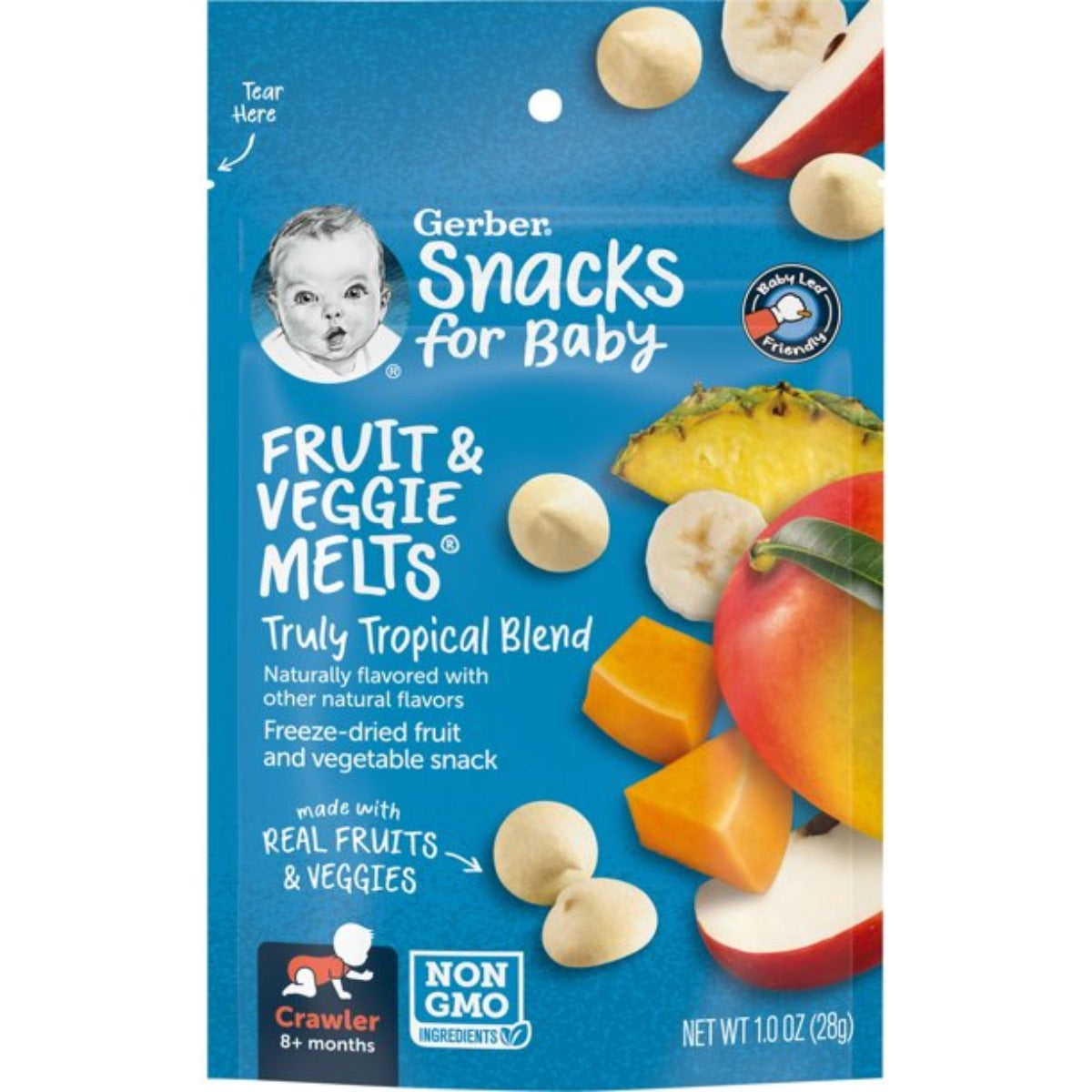 Gerber Snacks for Baby, Fruit & Veggie Melts, Truly Tropical Blend