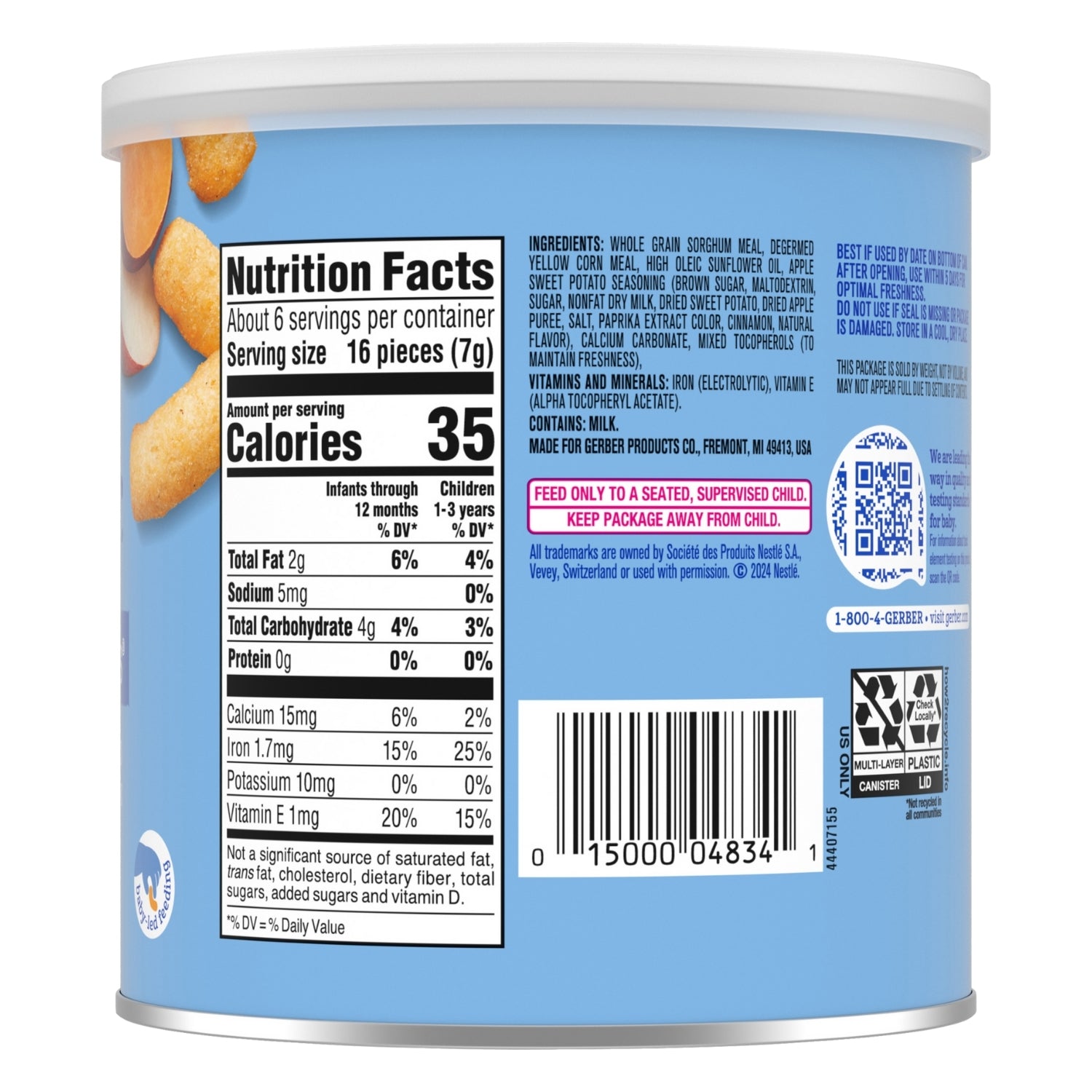 Gerber Snacks for Baby, Lil Crunchies for Crawler (1.48oz) - Apple Sweet Potato