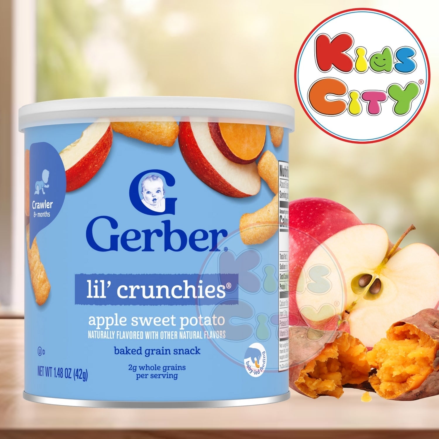 Gerber Snacks for Baby, Lil Crunchies for Crawler (1.48oz) - Apple Sweet Potato