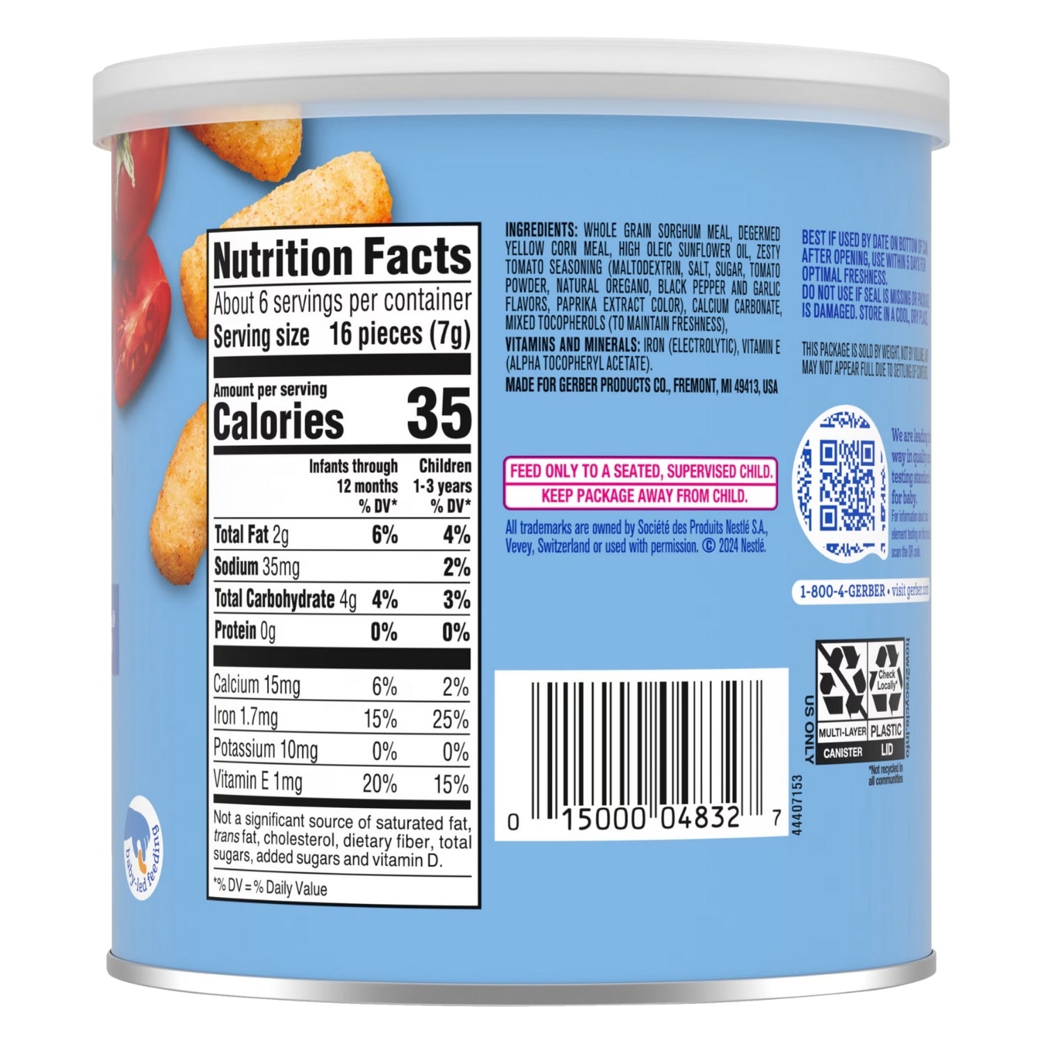 Gerber Snacks for Baby, Lil Crunchies for Crawler (1.48oz) - Garden Tomato