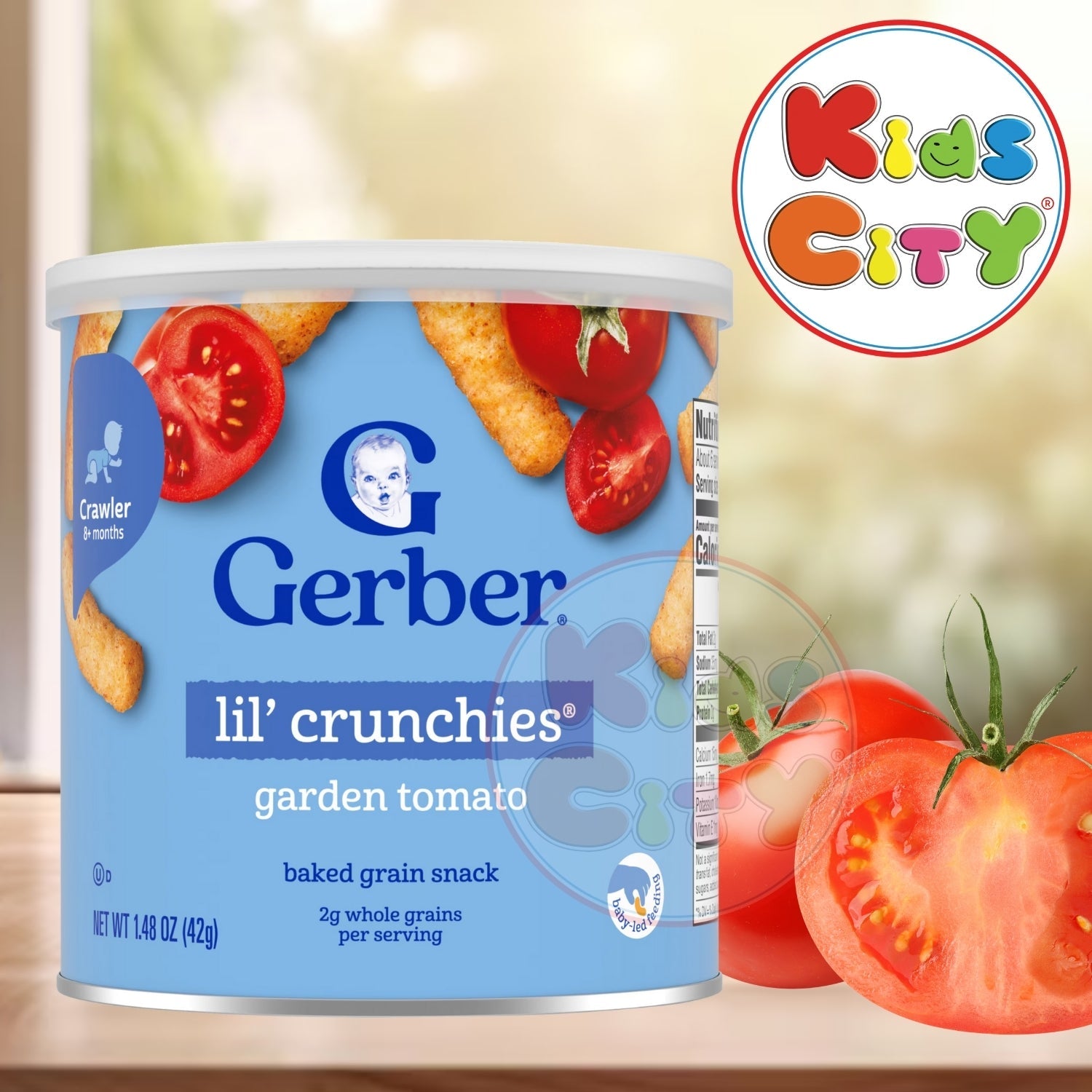 Gerber Snacks for Baby, Lil Crunchies for Crawler (1.48oz) - Garden Tomato
