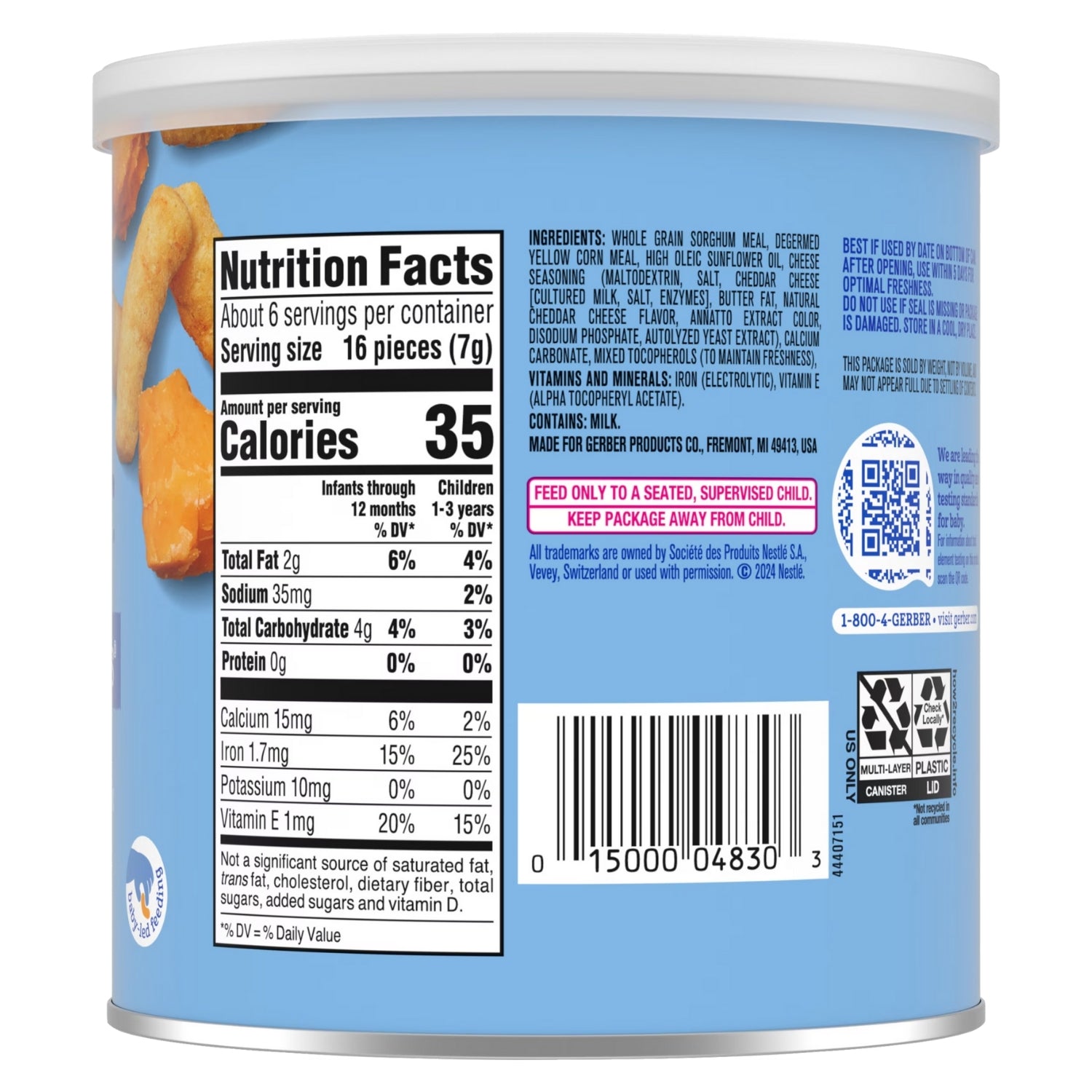Gerber Snacks for Baby, Lil Crunchies for Crawler (1.48oz) - Mild Cheddar
