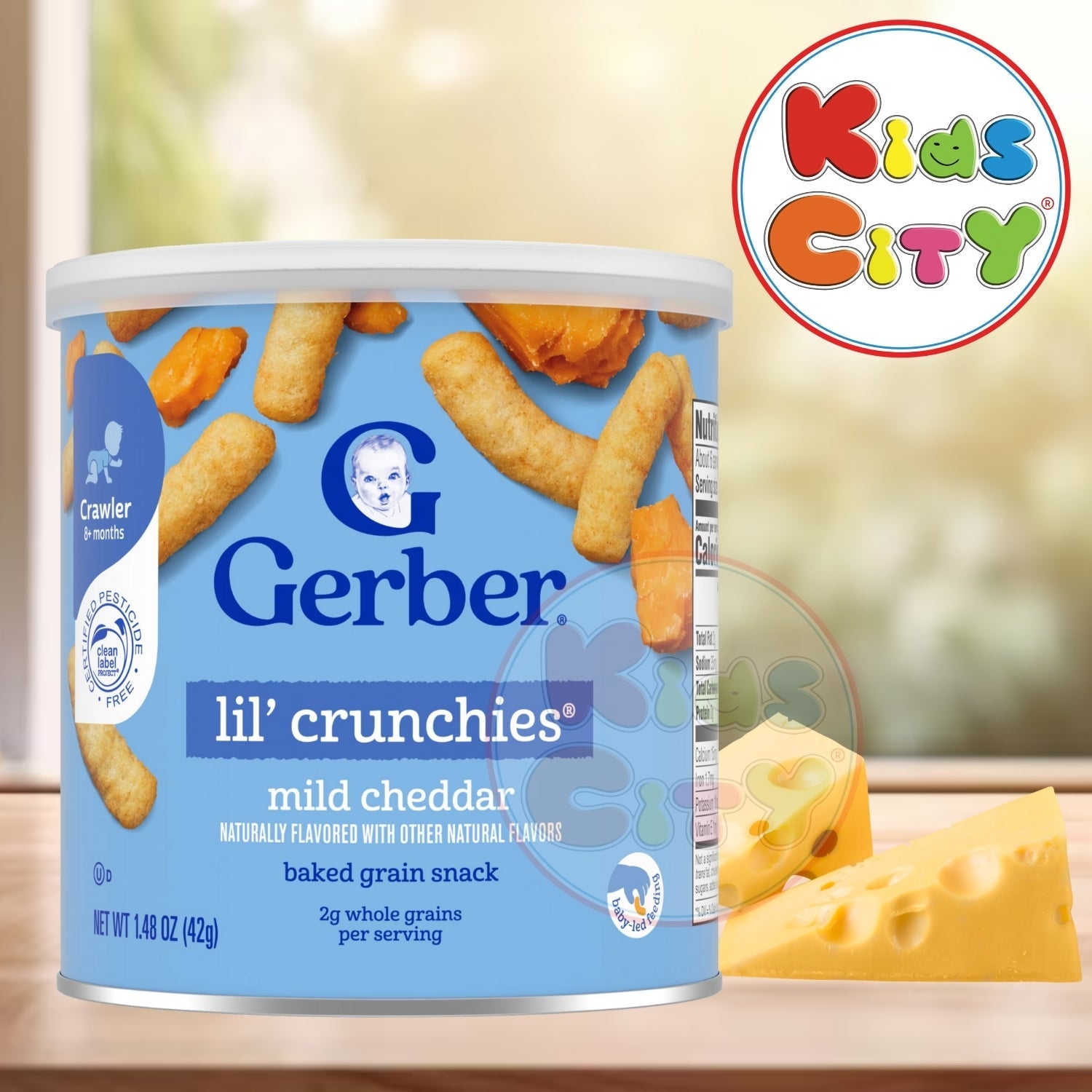 Gerber Snacks for Baby, Lil Crunchies for Crawler (1.48oz) - Mild Cheddar
