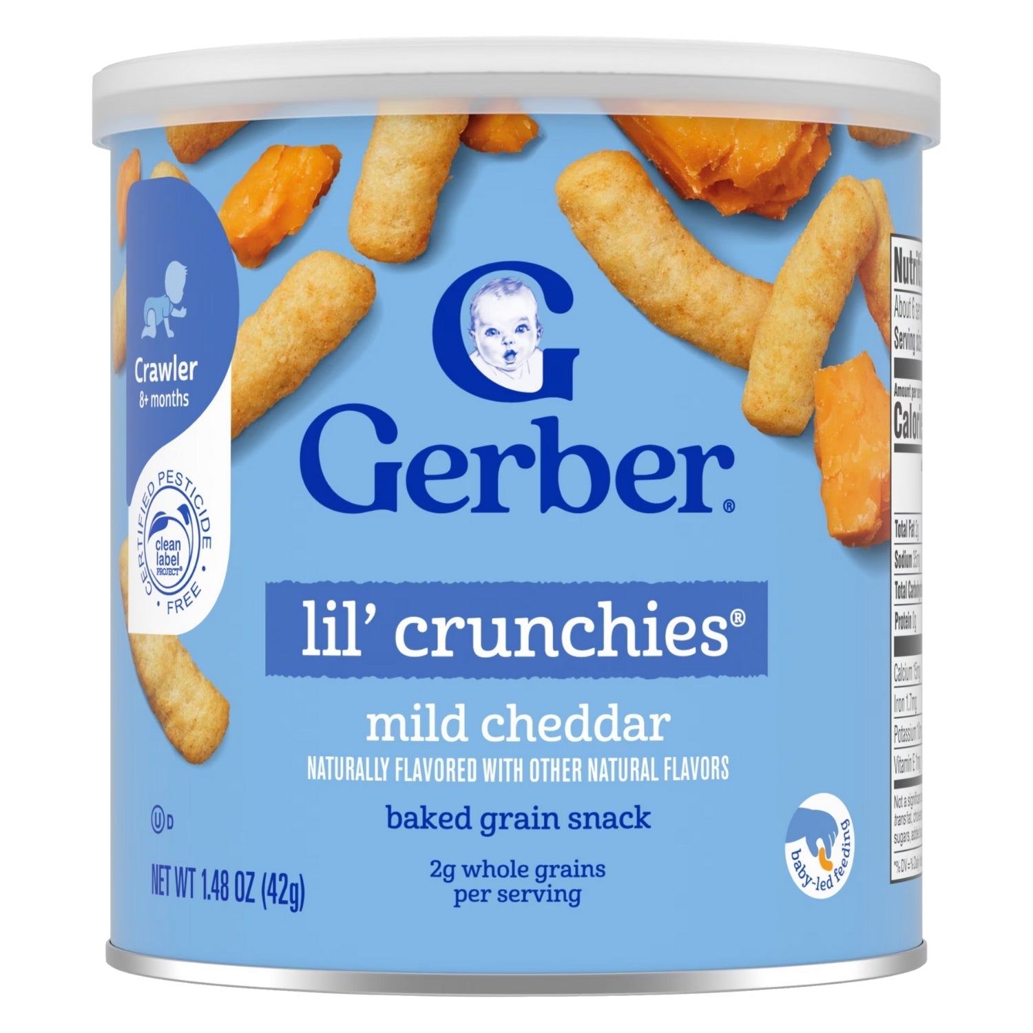 Gerber Snacks for Baby, Lil Crunchies for Crawler (1.48oz) - Mild Cheddar