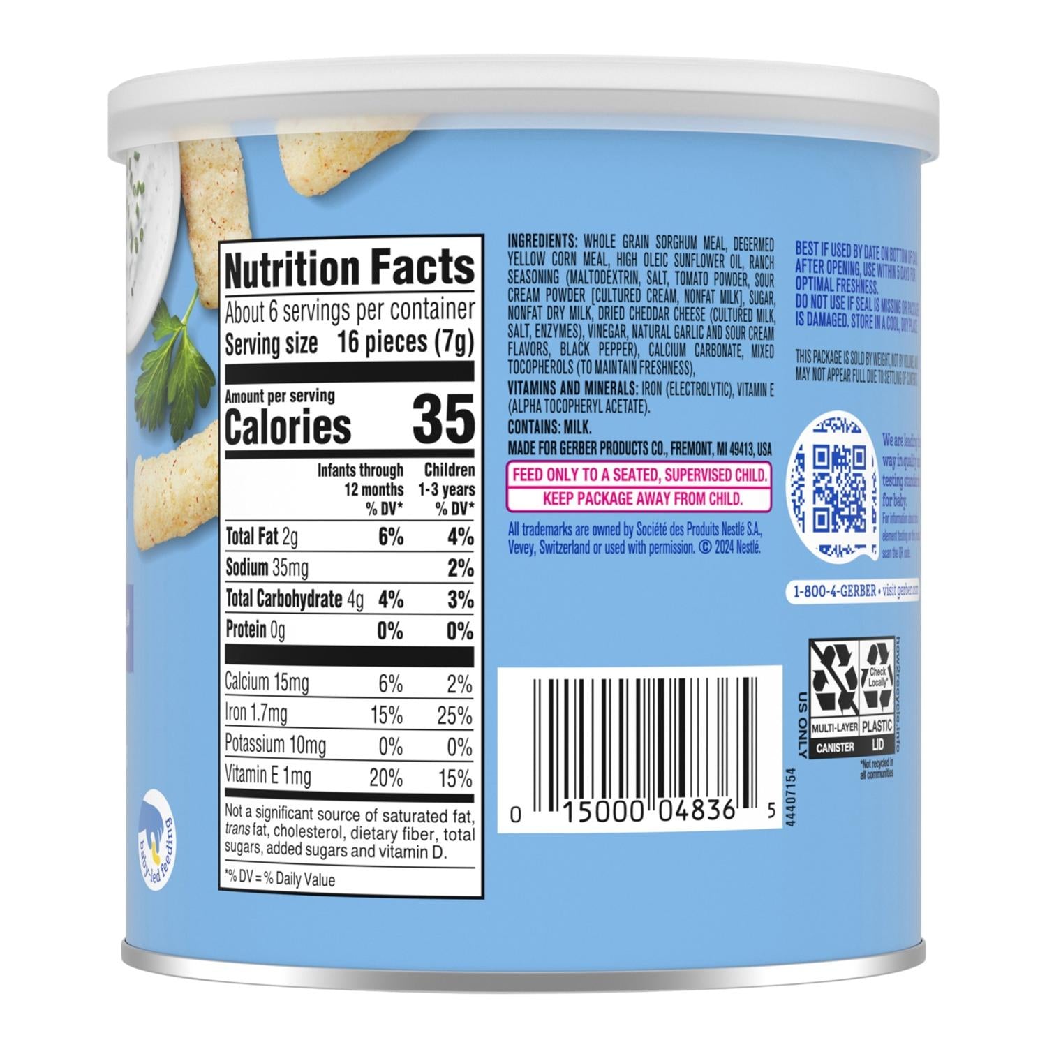 Gerber Snacks for Baby, Lil Crunchies, Ranch