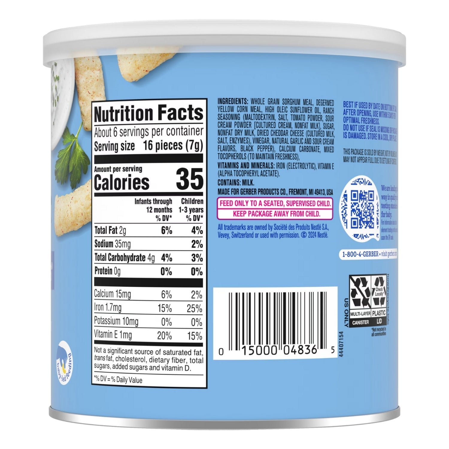 Gerber Snacks for Baby, Lil Crunchies for Crawler (1.48oz) - Ranch