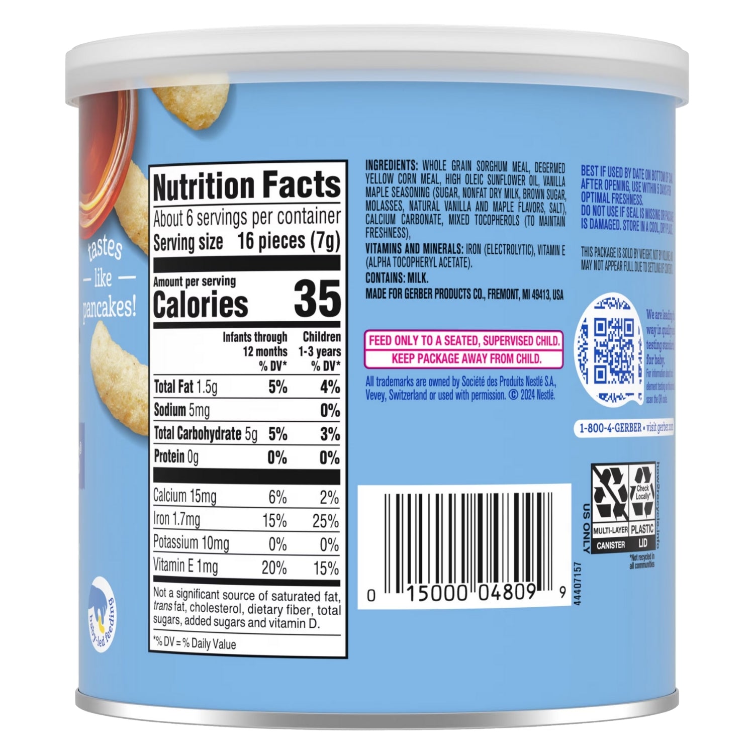 Gerber Snacks for Baby, Lil Crunchies for Crawler (1.48oz) - Vanilla Maple