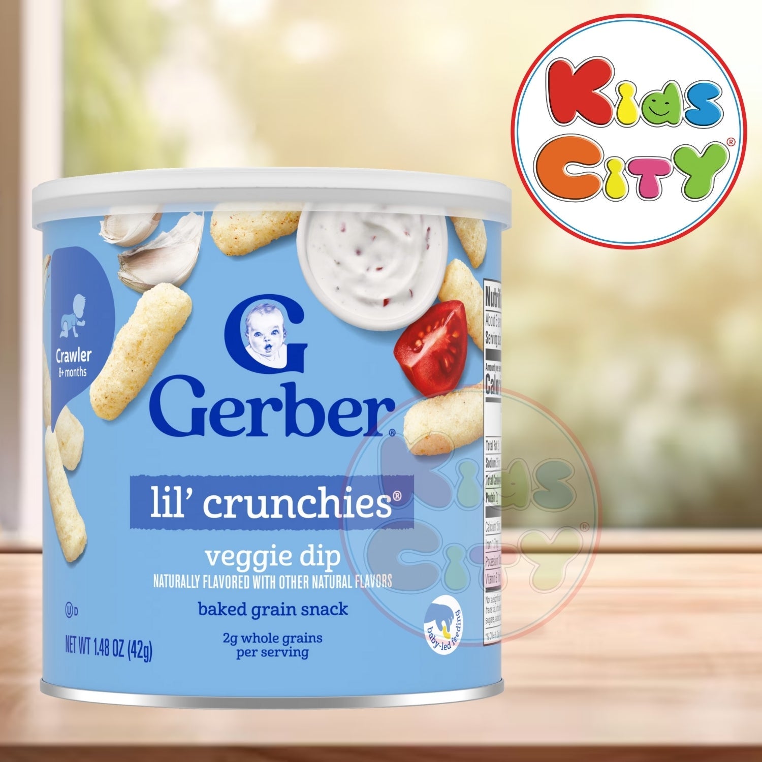 Gerber Snacks for Baby, Lil Crunchies for Crawler (1.48oz) - Veggie Dip