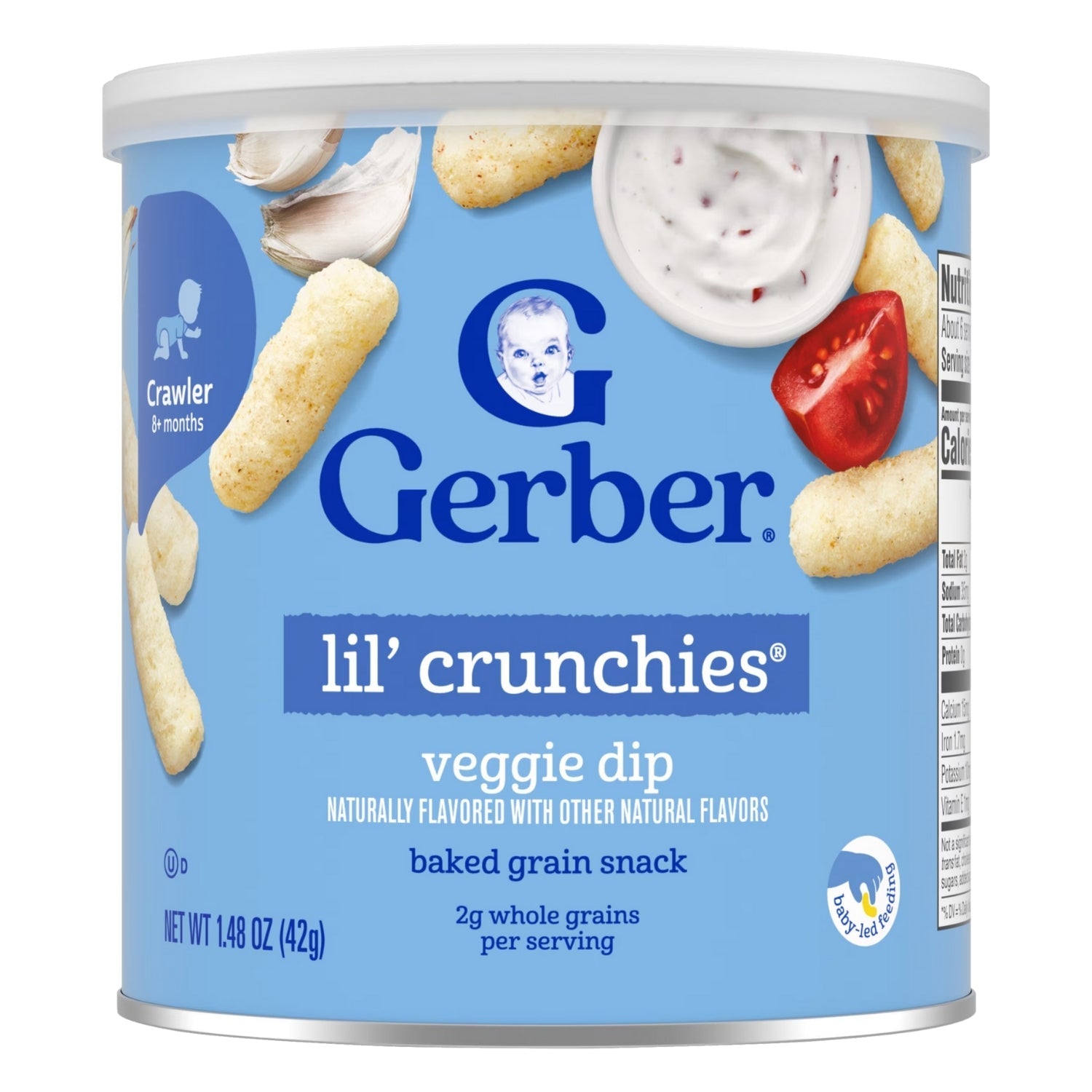 Gerber Snacks for Baby, Lil Crunchies for Crawler (1.48oz) - Veggie Dip