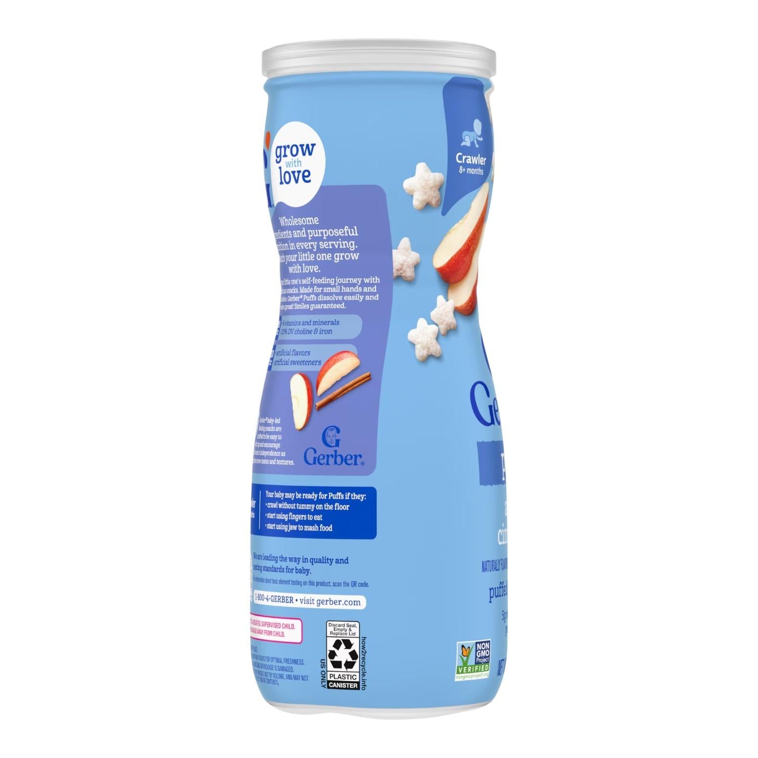Gerber Snacks for Baby, Grain & Grow Puffs, Apple Cinnamon