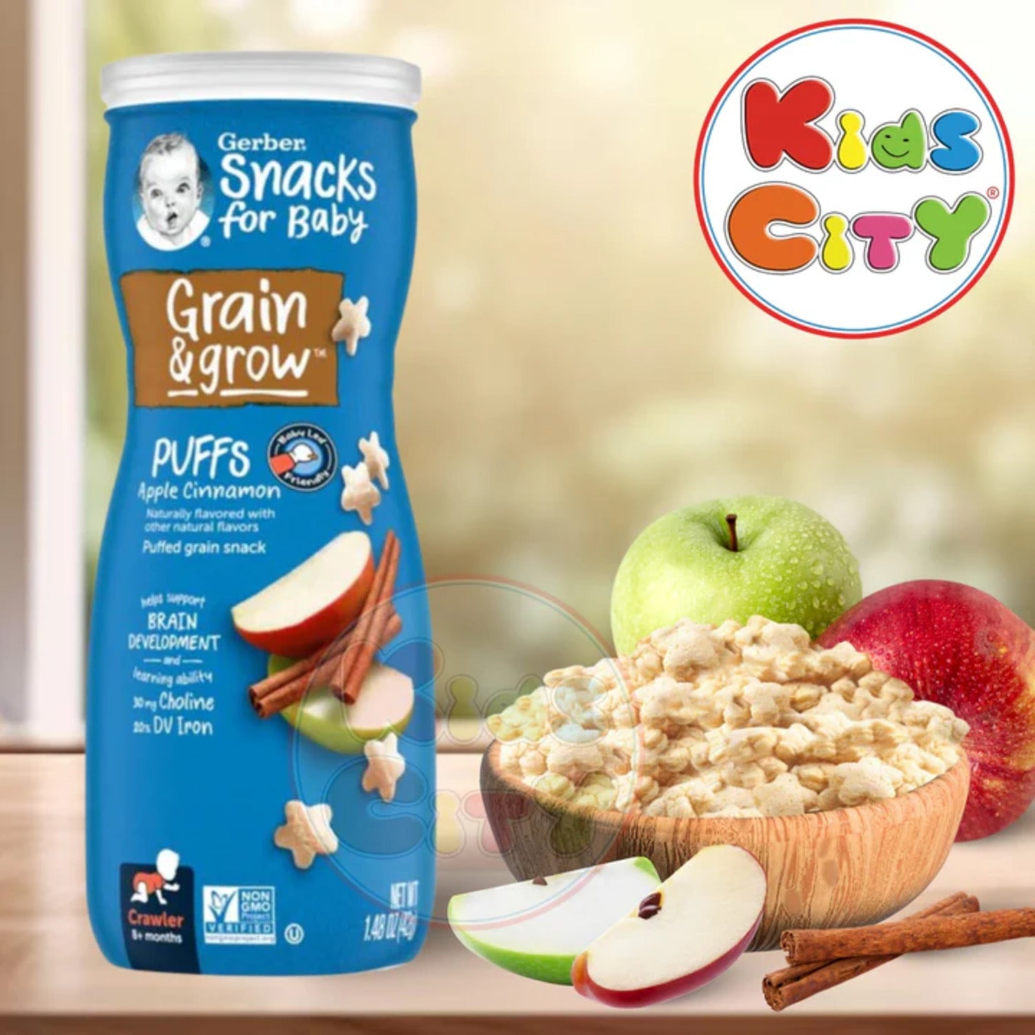 Gerber Snacks for Baby, Grain & Grow Puffs for Crawler