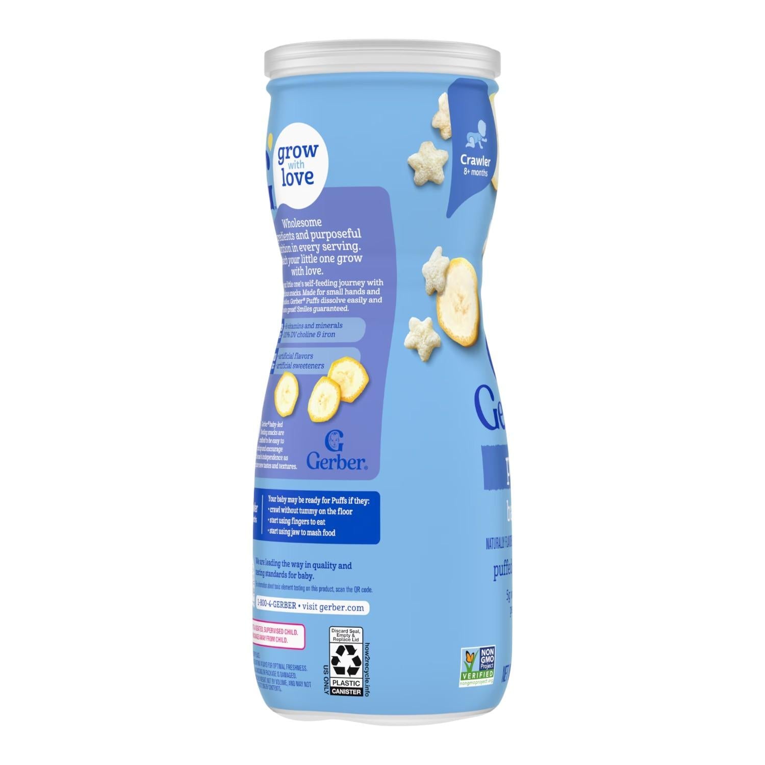 Gerber Snacks for Baby, Grain & Grow Puffs, Banana