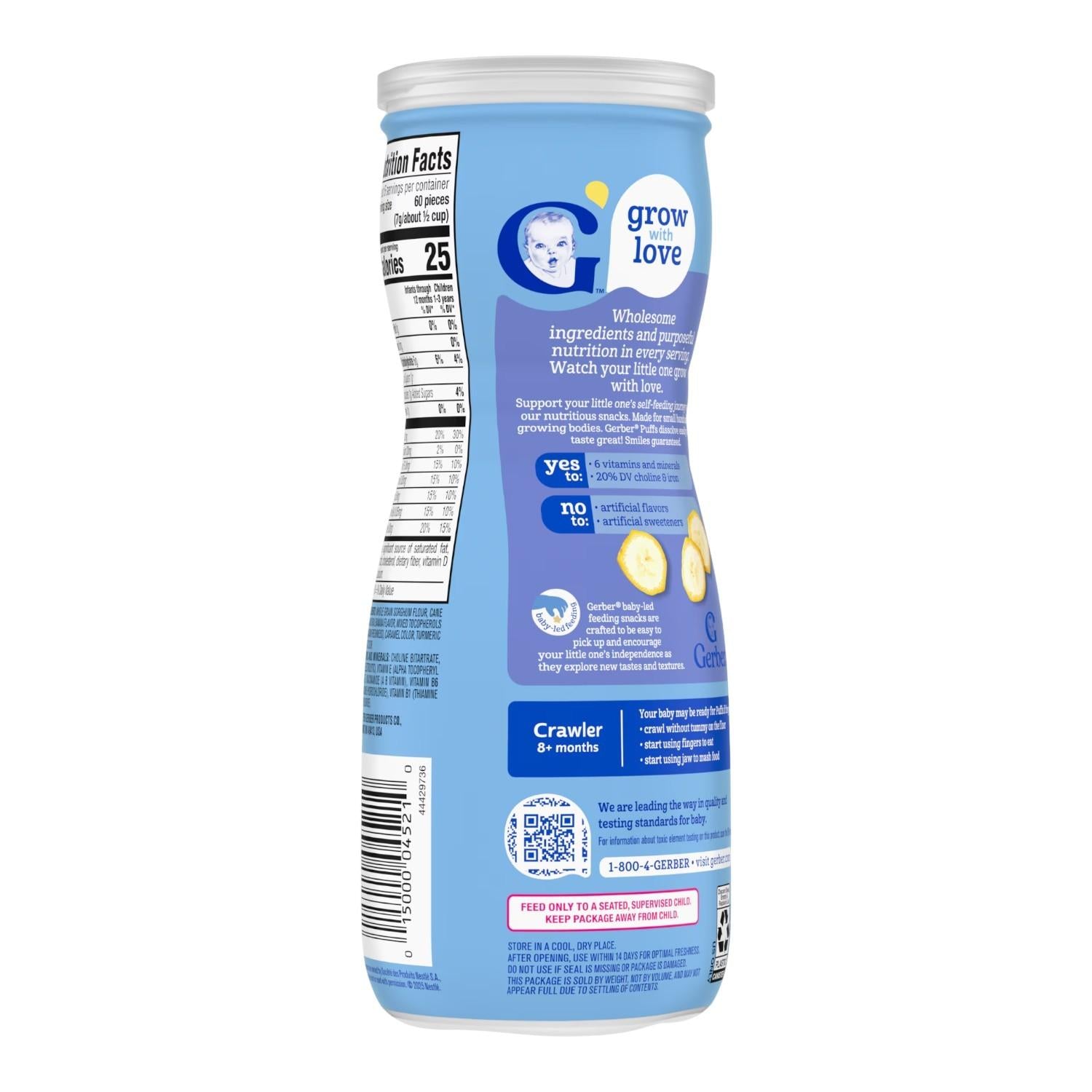 Gerber Snacks for Baby, Grain & Grow Puffs, Banana