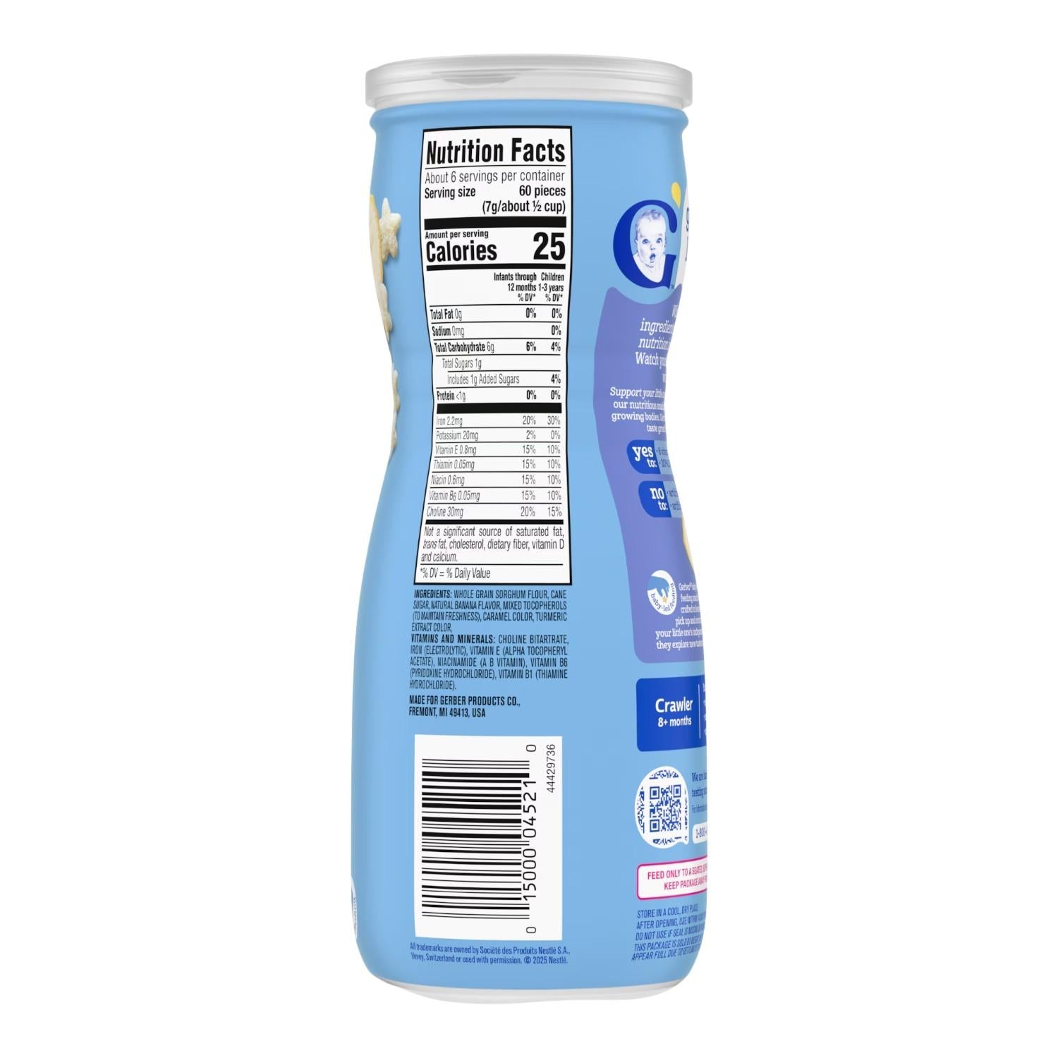 Gerber Snacks for Baby, Grain & Grow Puffs, Banana